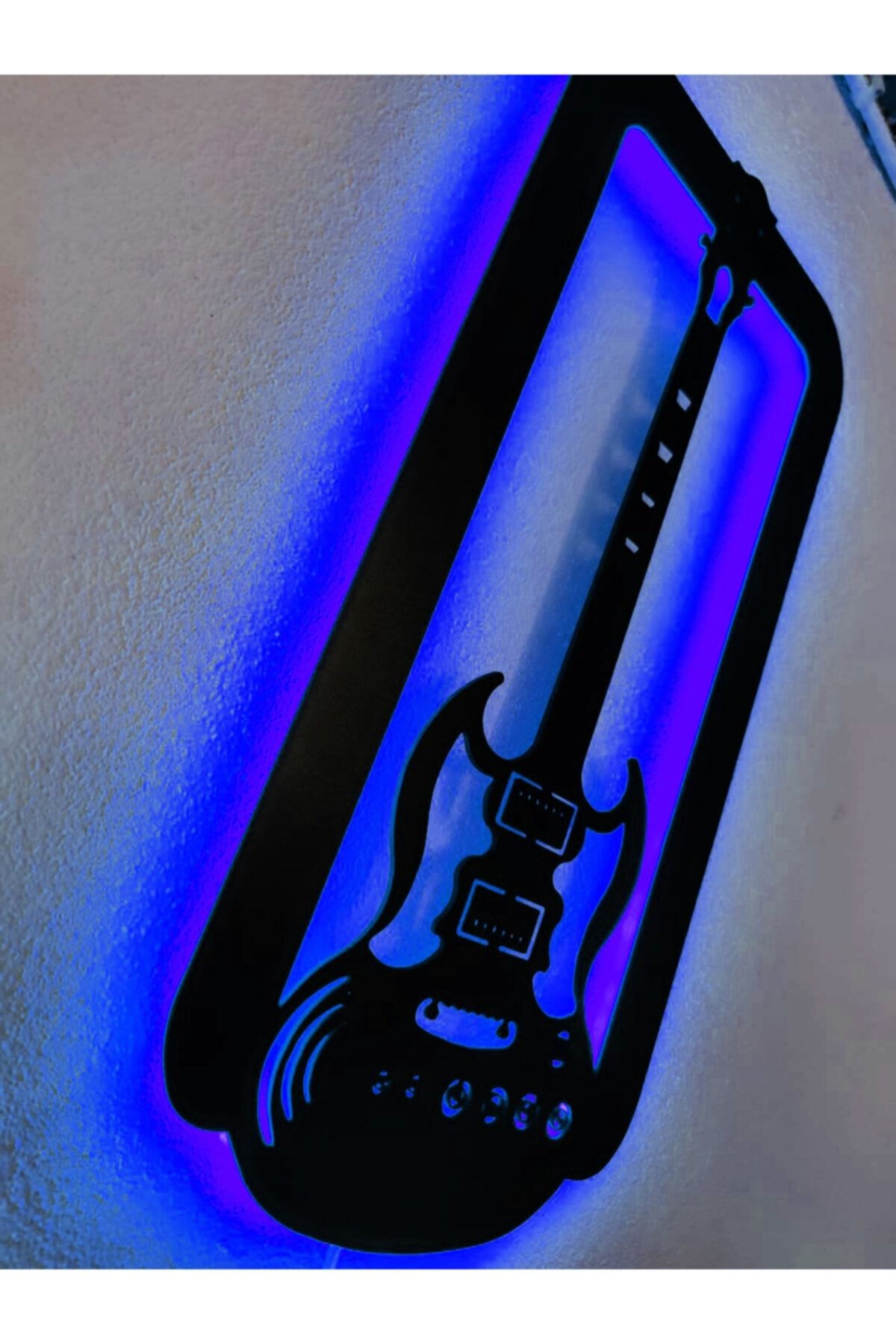 Gitar Led Işıklı Ahşap Dekoratif Tablo