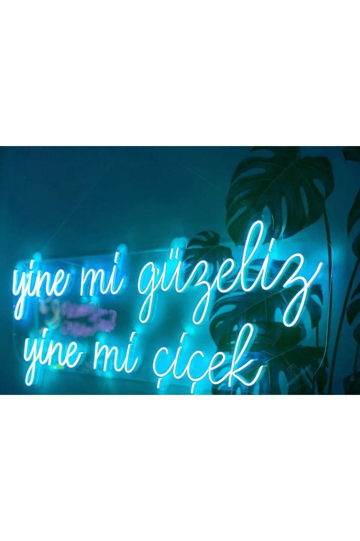 Yine Mi Güzeliz Yine Mi Çiçek Yazısı Güzellik Merkezi Kuaför Neon Led Tabela (60x40cm)