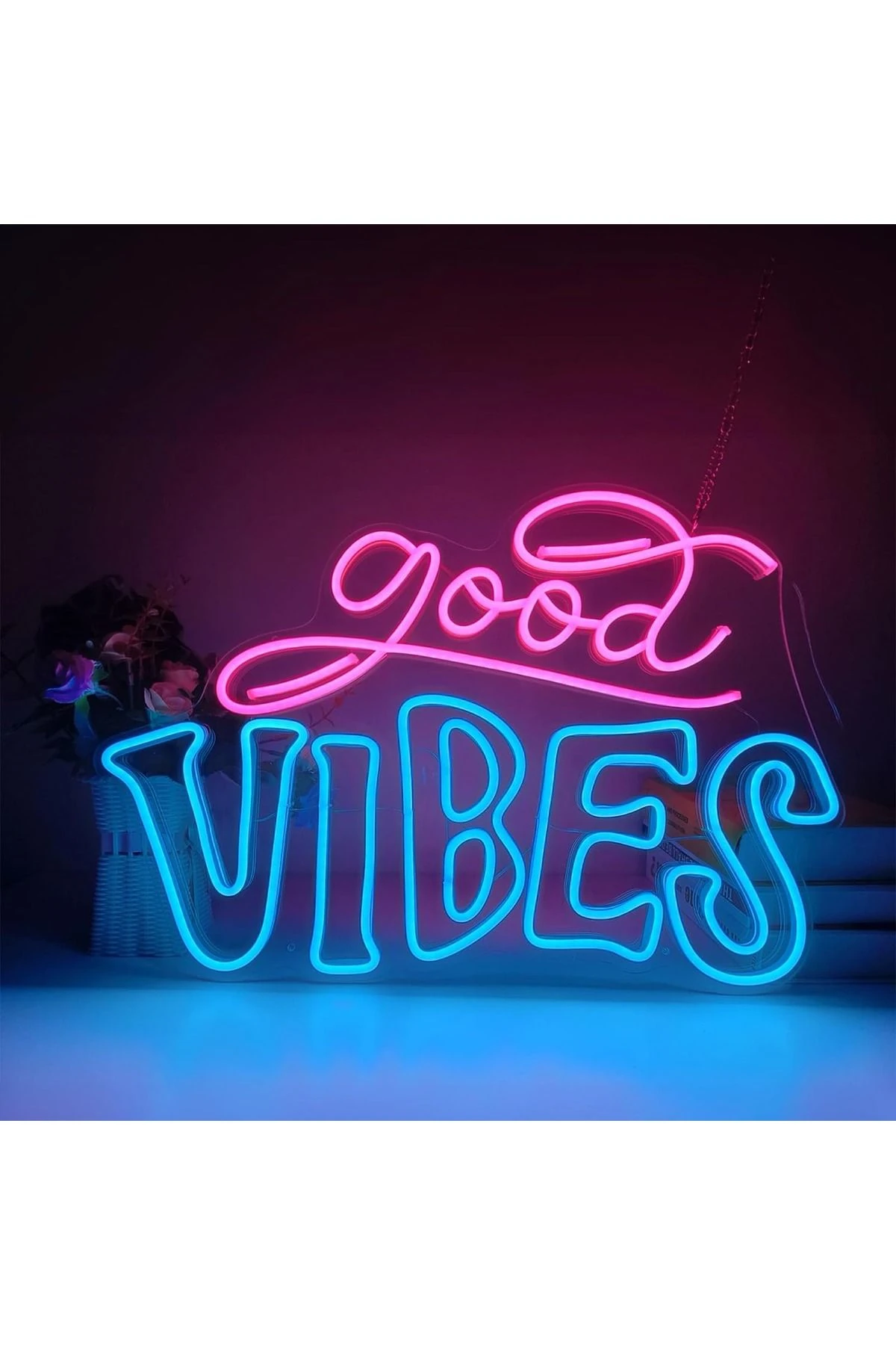 Good Vibes Neon Led Tabela Dekoratif Aydınlatma