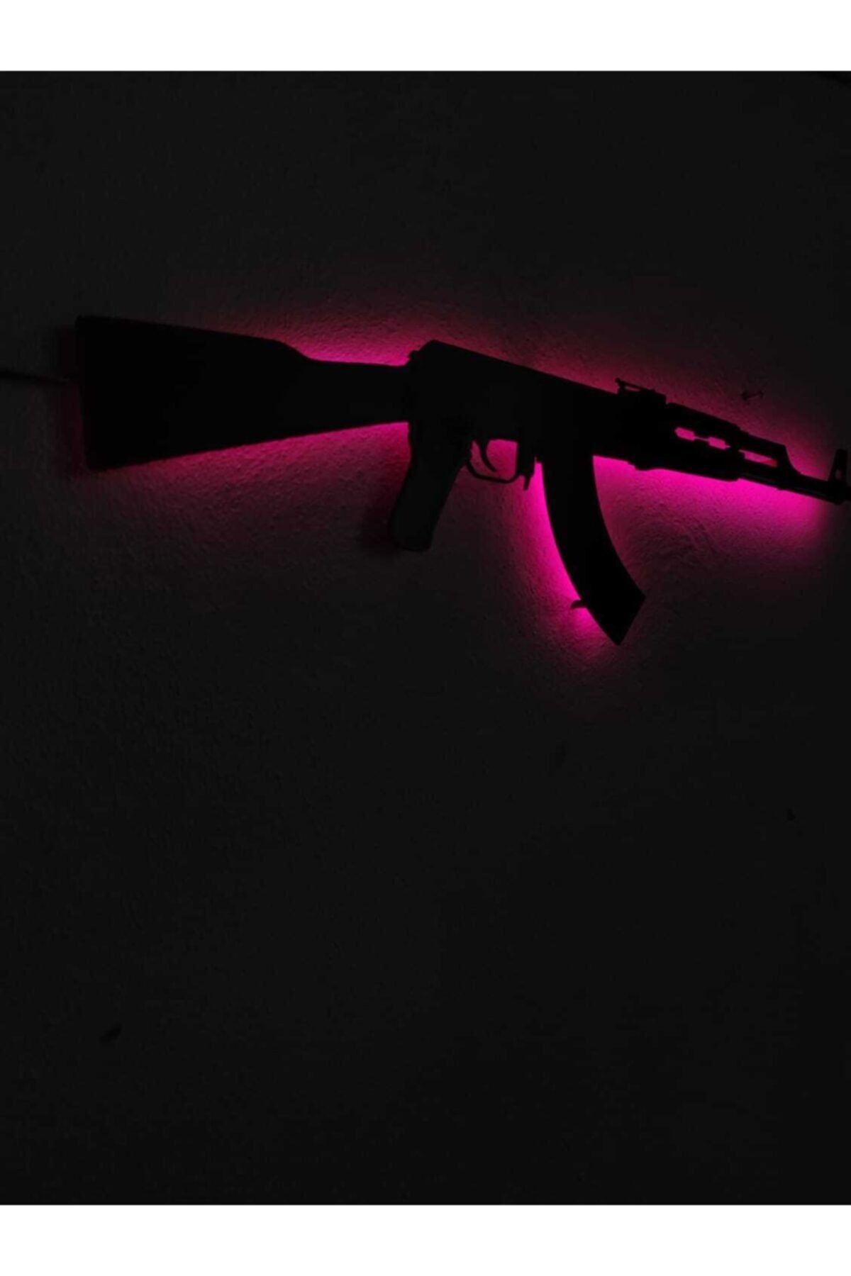 Ak-47 Silah Led Işıklı Ahşap Tablo