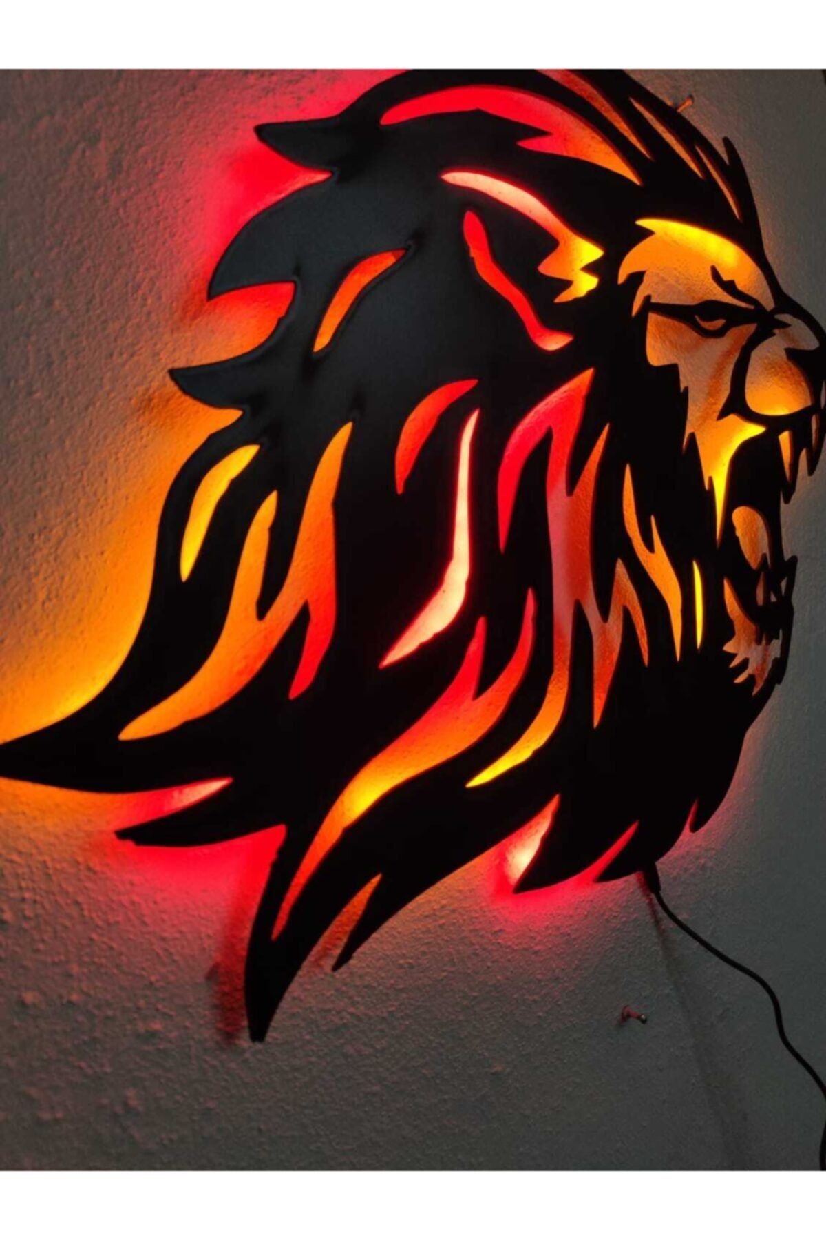 Aslan Lion Sarı Kırmızı Işıklı Tablo