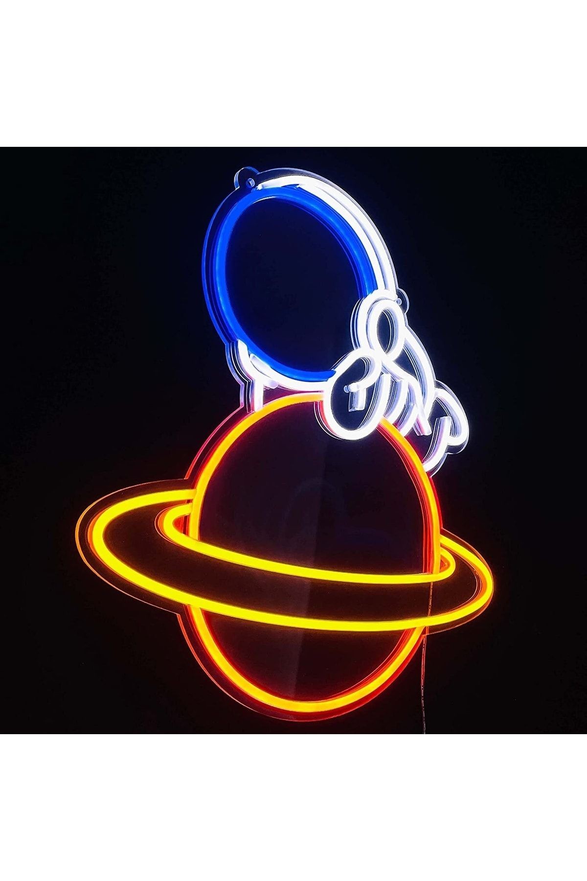 Astronot & Satürn Neon Tabela Neon Yazı Dekoratif Aydınlatma