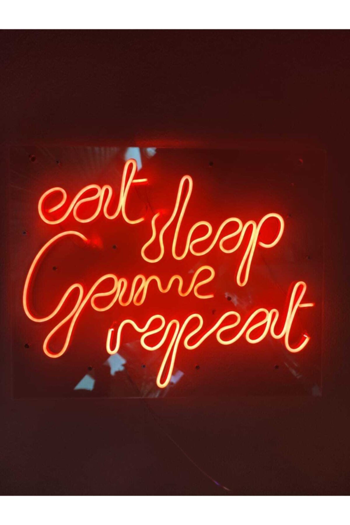 Gamer Eat Sleep Game Repeat Neon Işaret Neon Led Dekoratif Duvar Aydınlatması Neon Duvar Yazısı