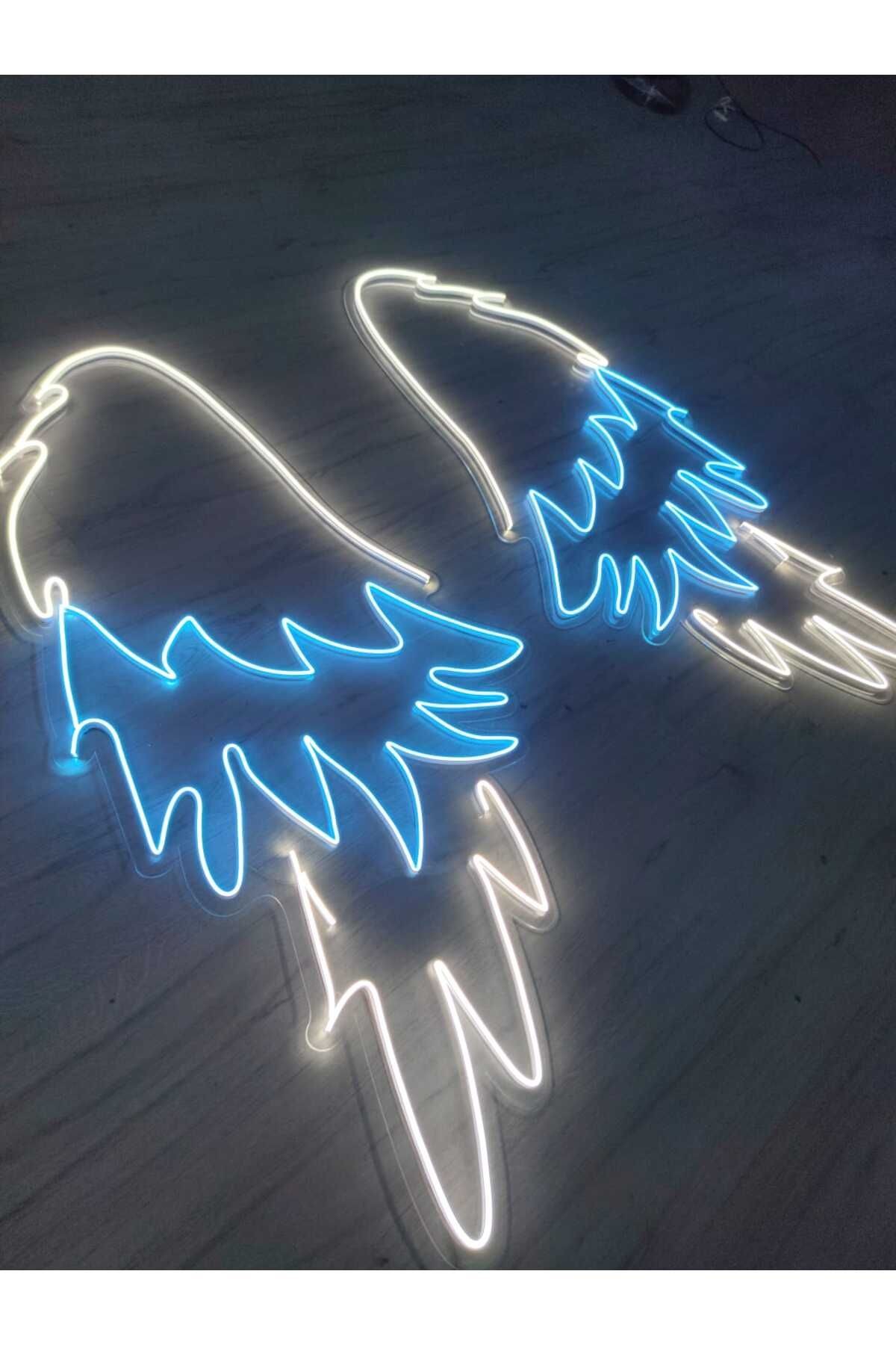 Melek Kanadı Neon Led tabela Dekoratif aydınlatma(TEK KANADIN ÖLÇÜSÜ-80X40CM TOPLAM ÖLÇÜ 80X80CM)