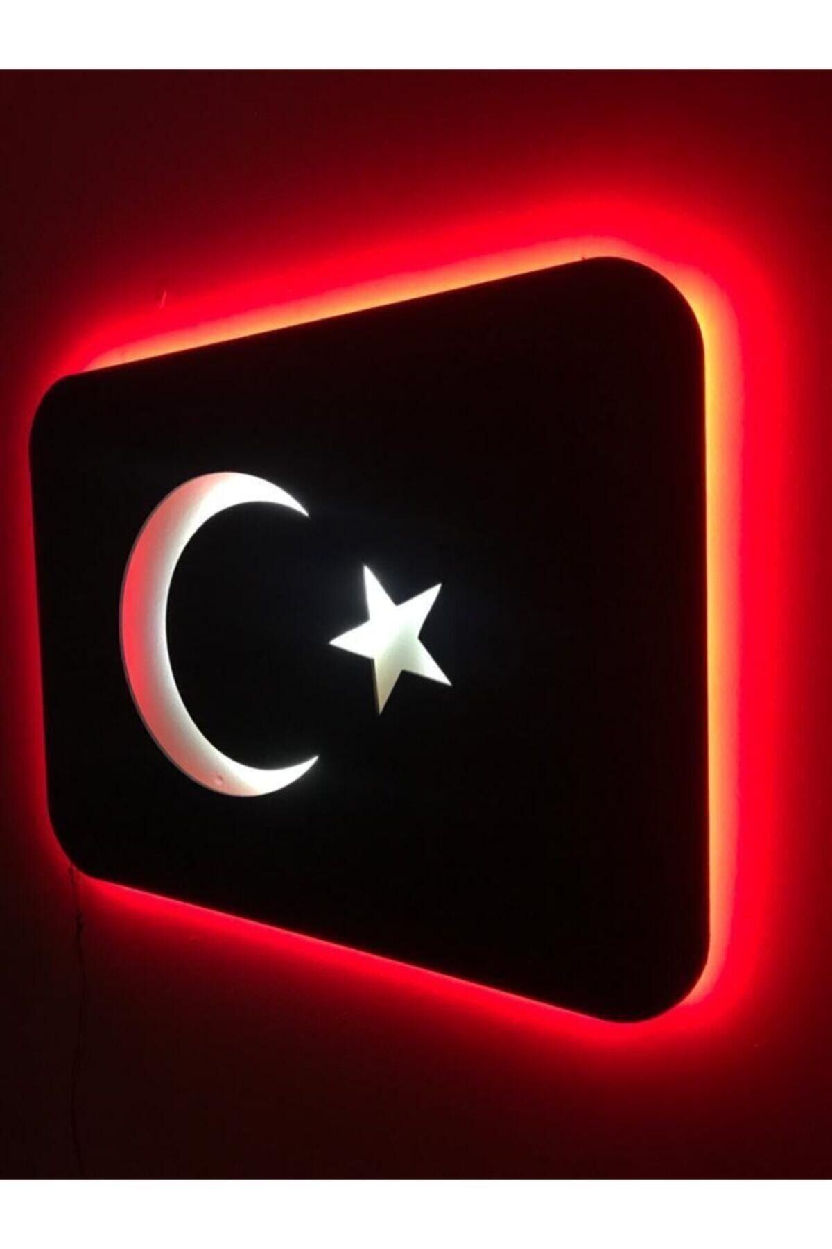 Türk Bayrağı - Ay Yıldızlı Bayrak Led Işıklı Tablo