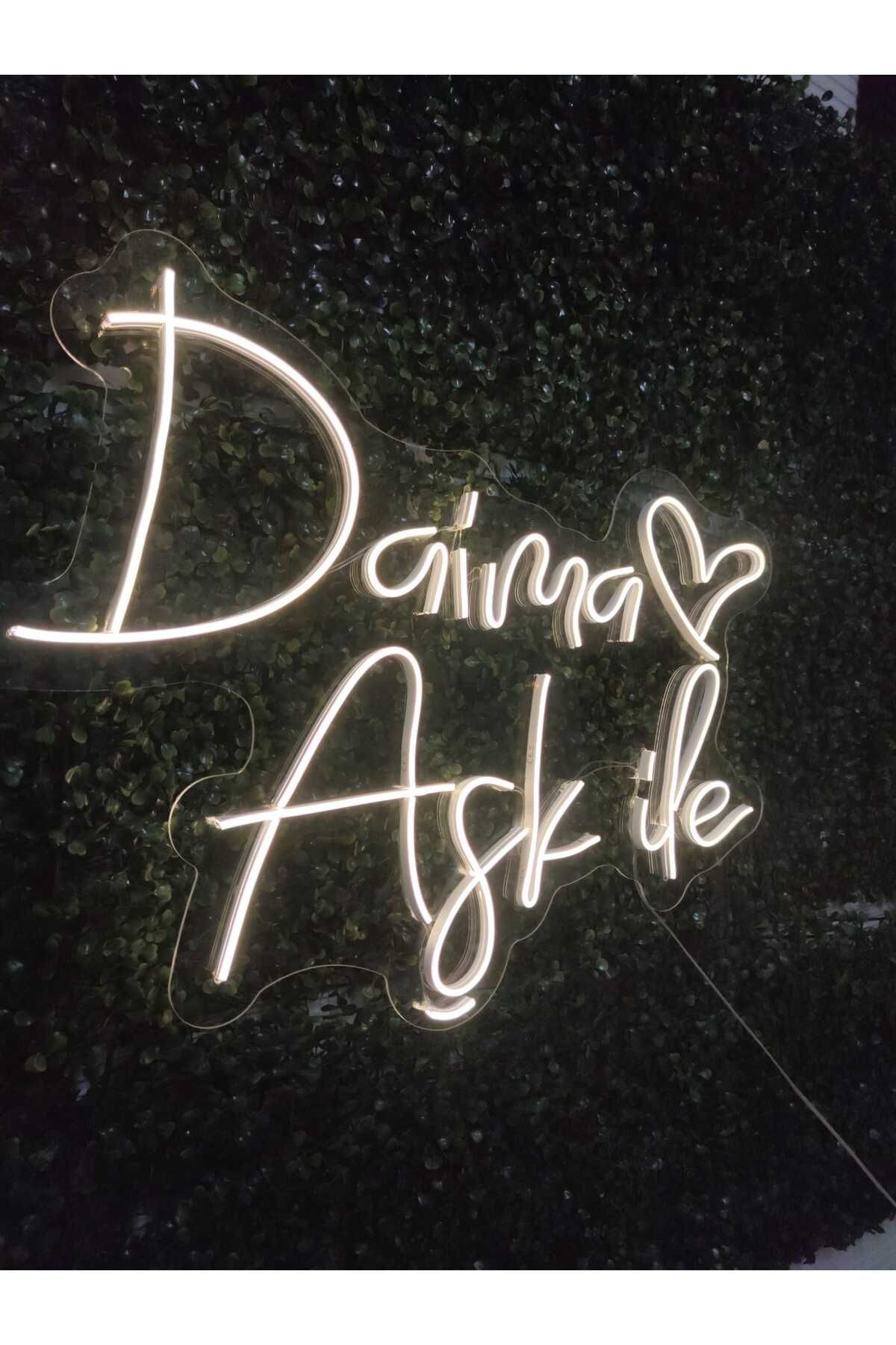 Daima Aşk İle Neon Led Tabela (70x40 cm)