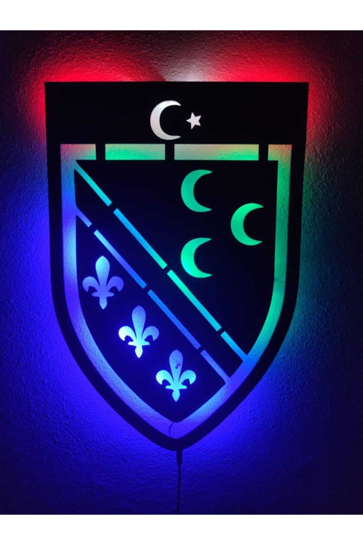 Bosna Hersek Bosna Sancak Led Işıklı Ahşap Tablo