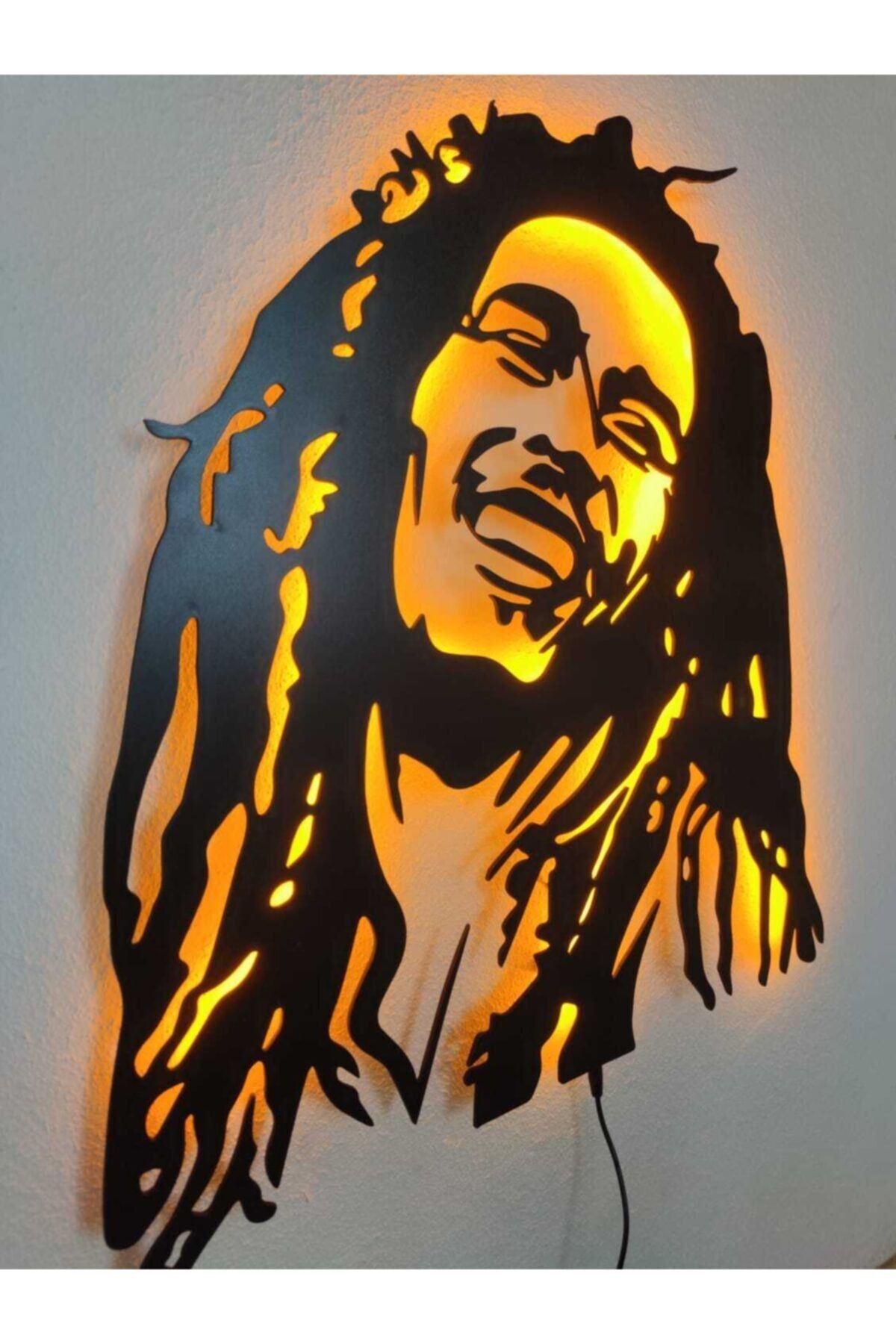 Bob Marley Led Işıklı Ahşap Dekoratif Tablo