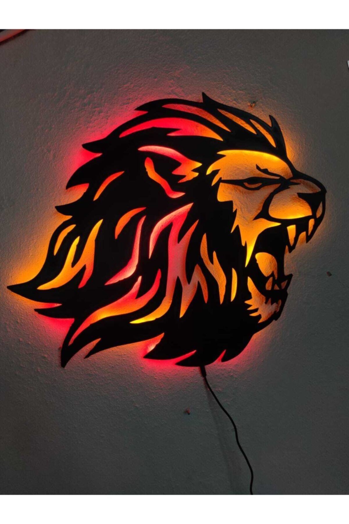 Aslan Lion Sarı Kırmızı Işıklı Tablo