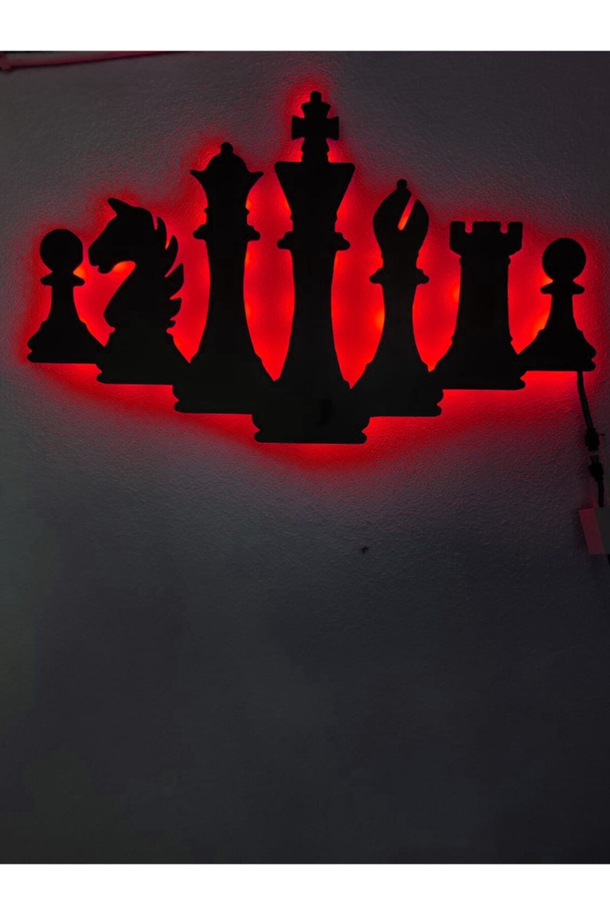 Satranç Led Işıklı Ahşap Dekoratif Tablo