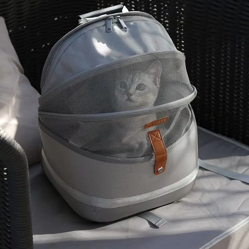 Krema Fileli Kedi Taşıma Çantası