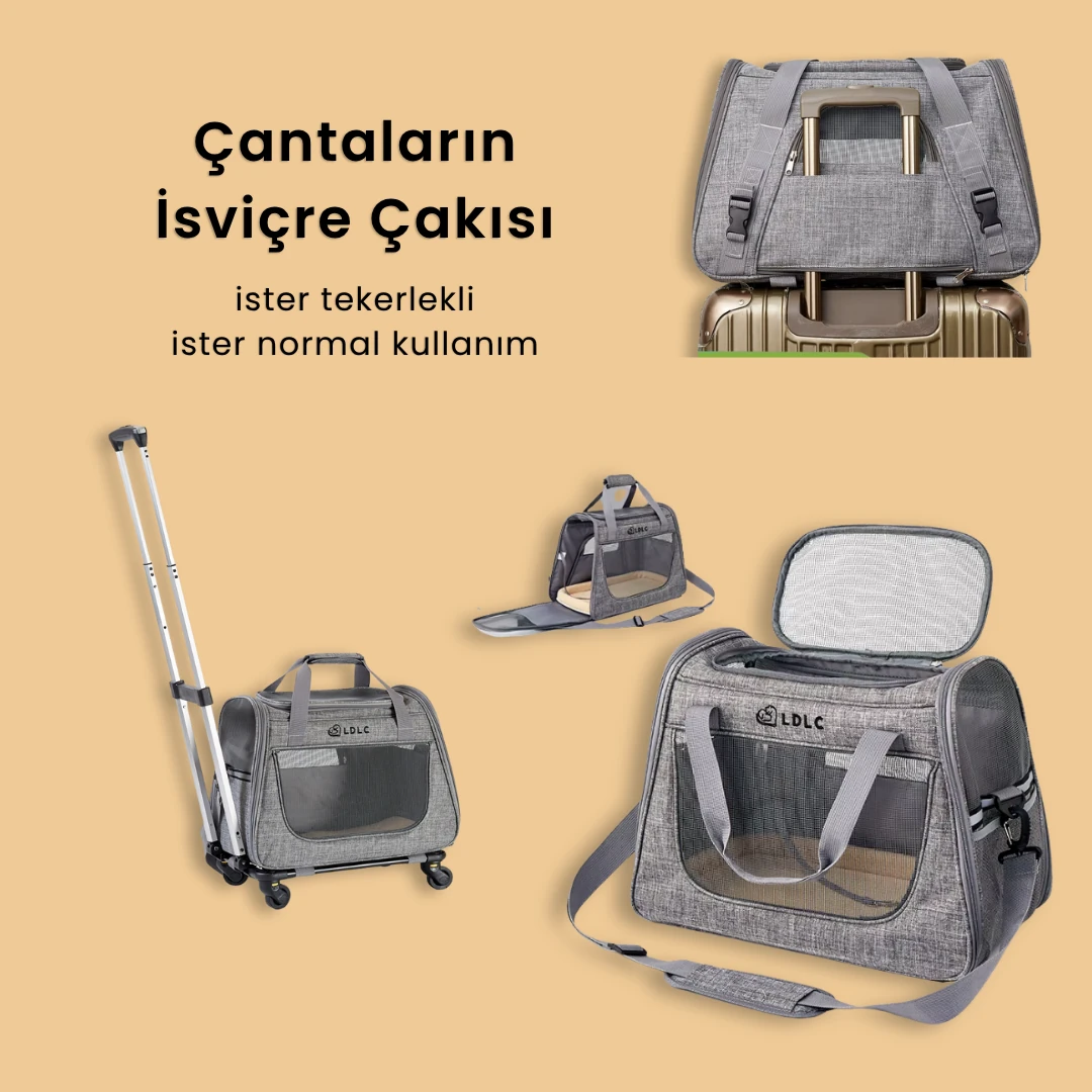 Tekerlekli Kedi Taşıma Çantası