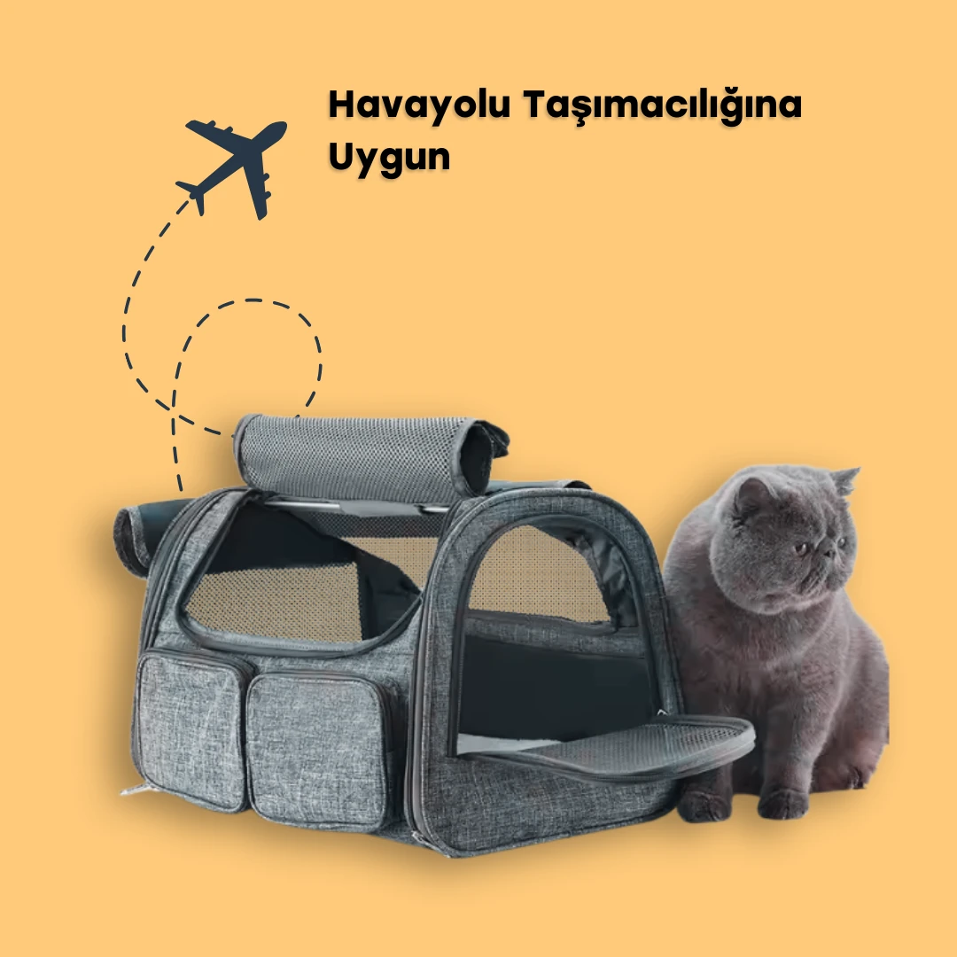 4 Pencereli Oxford Kedi Taşıma Çantası