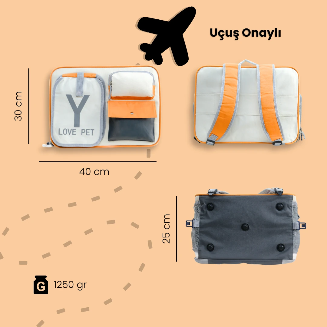 Renkli & Çok Cepli Kedi Taşıma Çantası