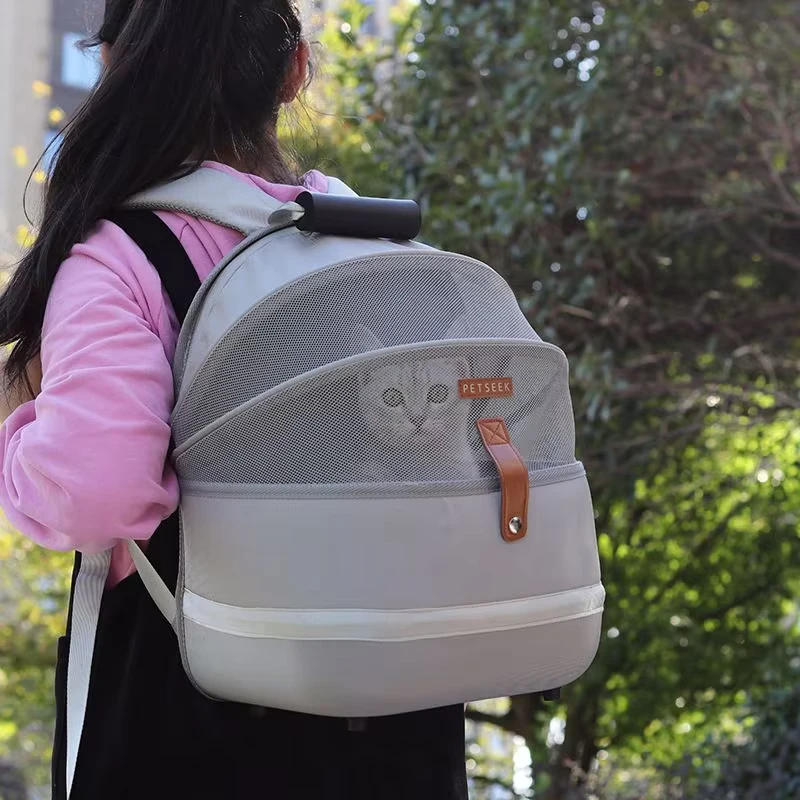 Krema Fileli Kedi Taşıma Çantası