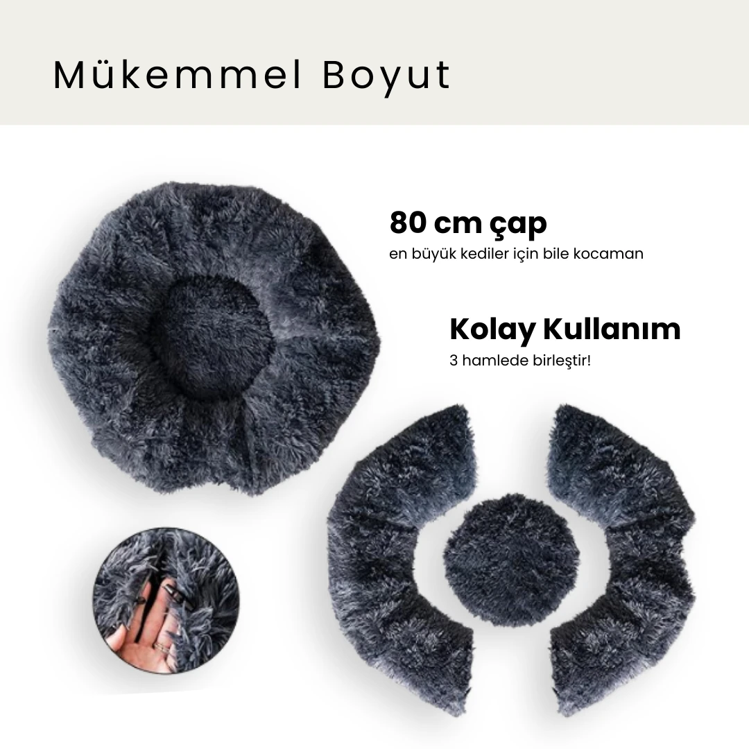 Simit Peluş Kedi Tüneli - Peluş Kedi Yatağı