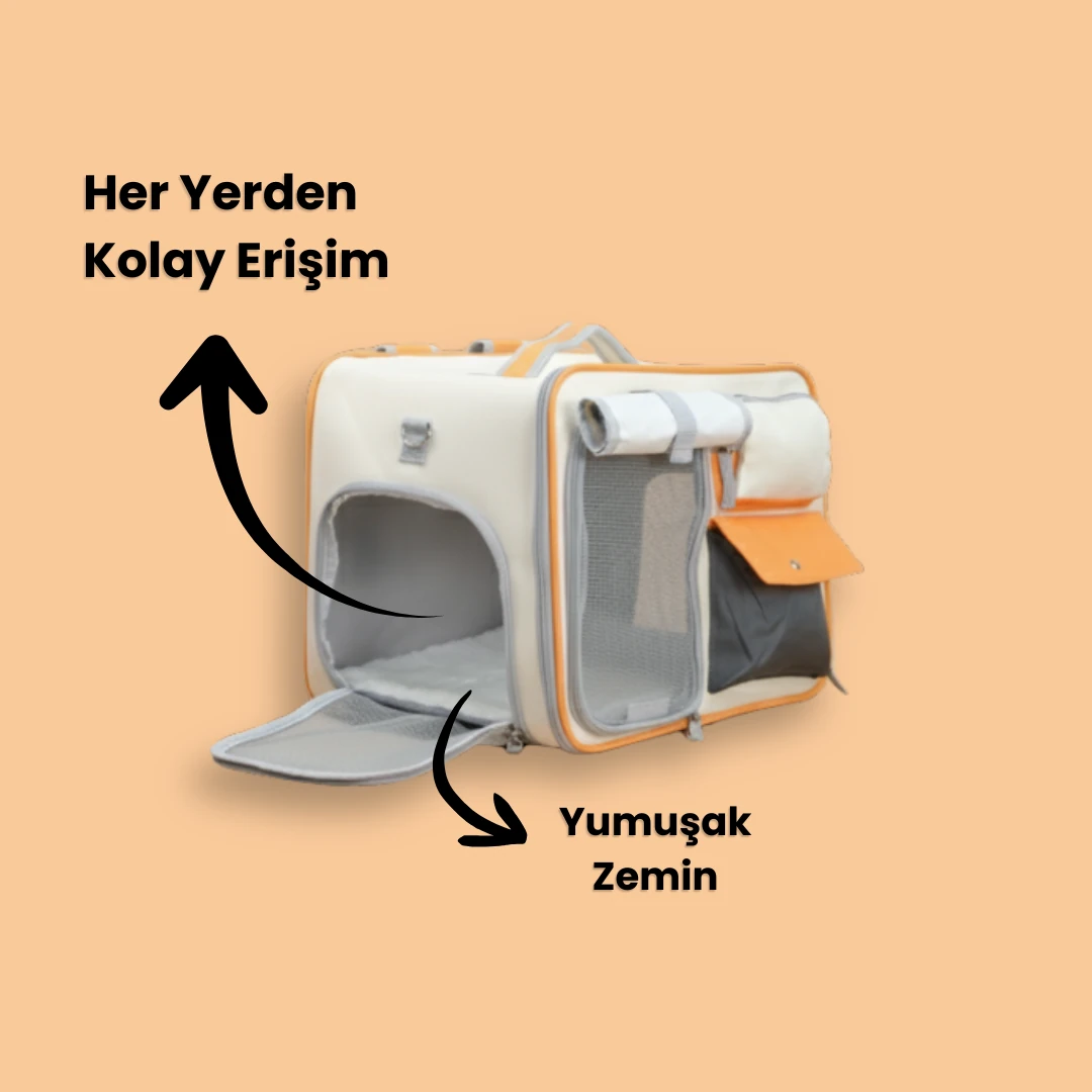 Renkli & Çok Cepli Kedi Taşıma Çantası