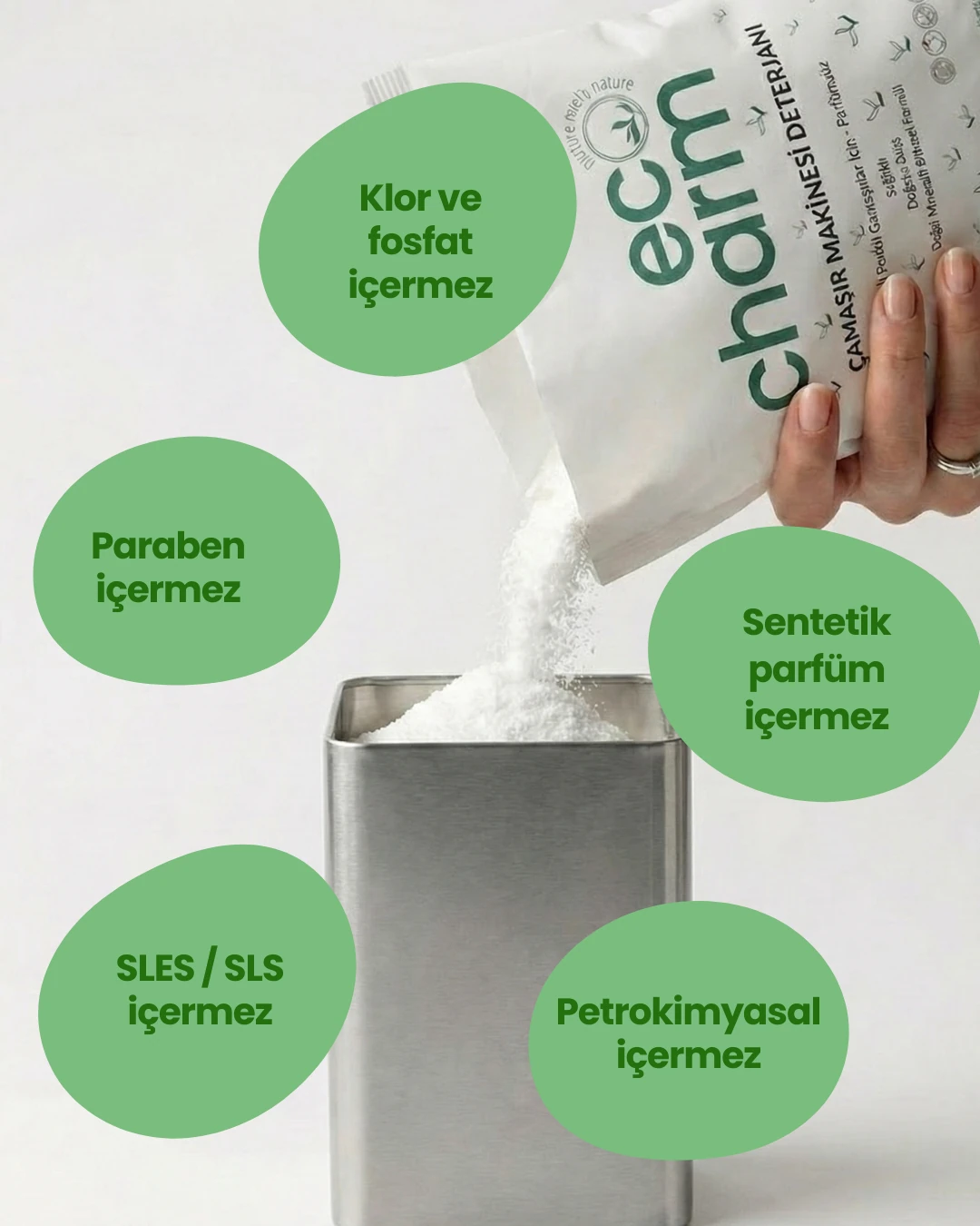 EcoCharm Açık Renkli Çamaşırlar için Çamaşır Makinesi Deterjanı - Parfümsüz