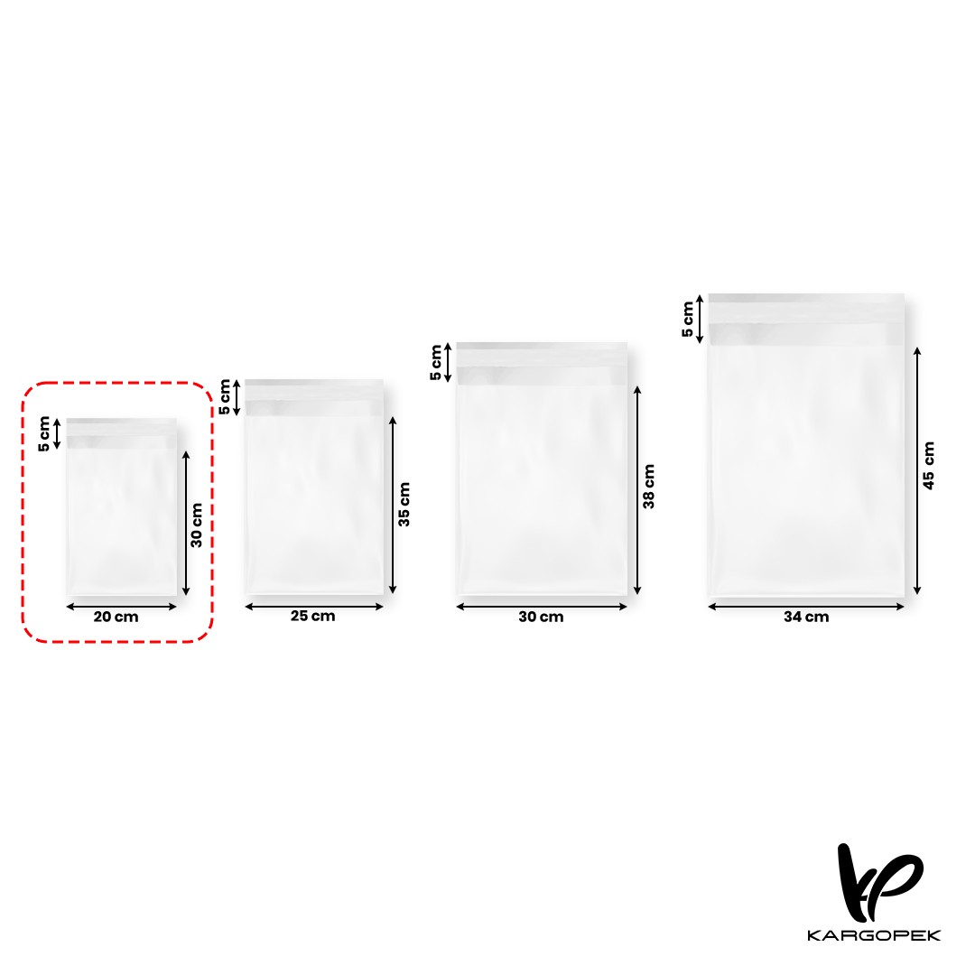 20*30+5 Baskısız Şeffaf Buzlu Kargo Poşeti