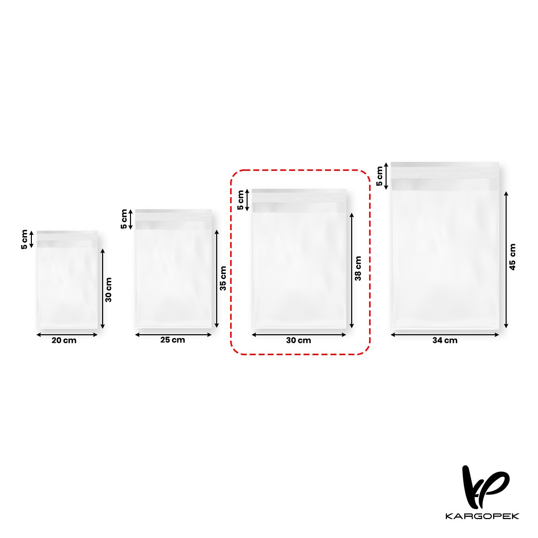 30*38+5 Baskısız Şeffaf Buzlu Kargo Poşeti