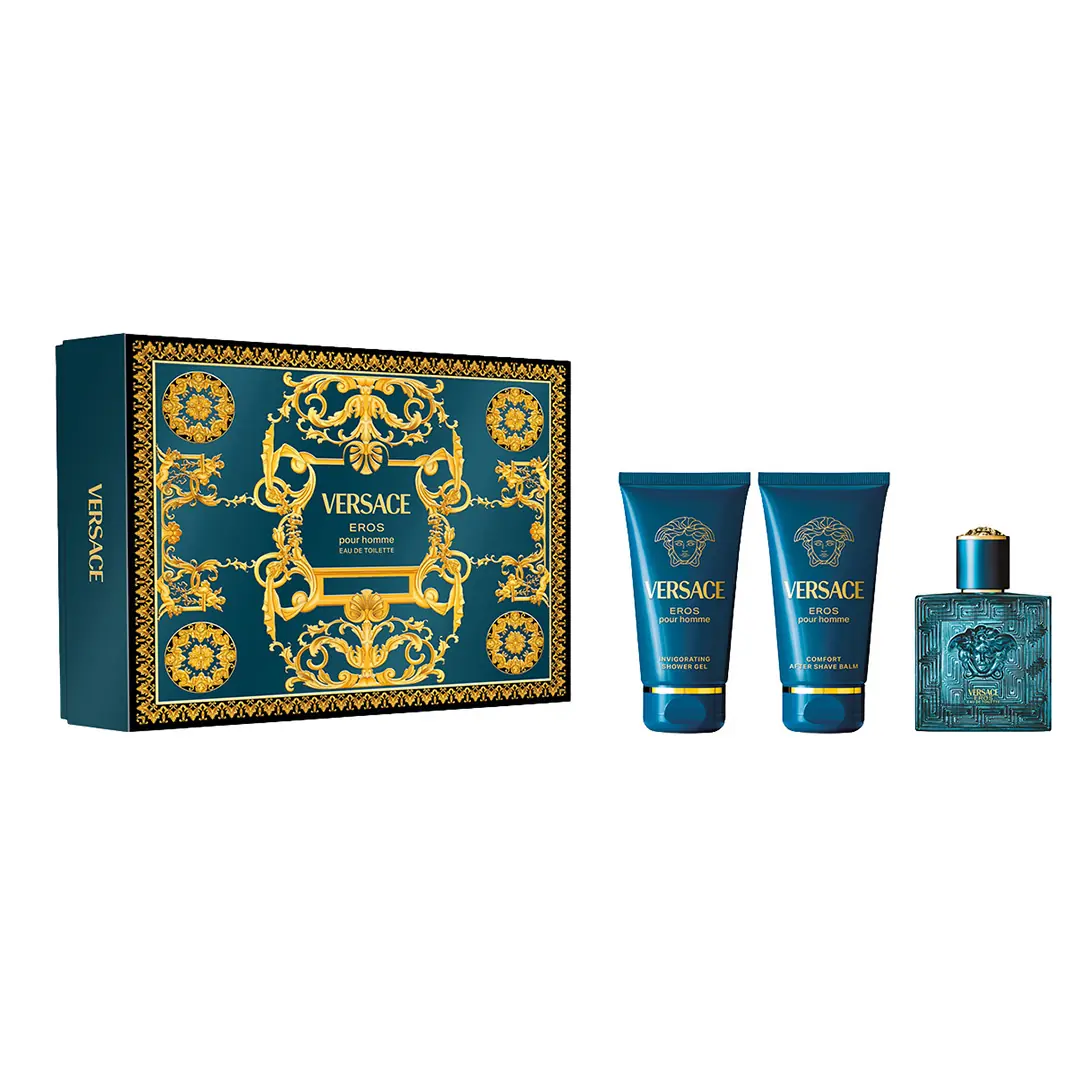 Versace Eros EDT Parfüm + Duş Jeli + Tıraş Sonrası Balm Erkek Parfüm Seti | MM Kozmetik