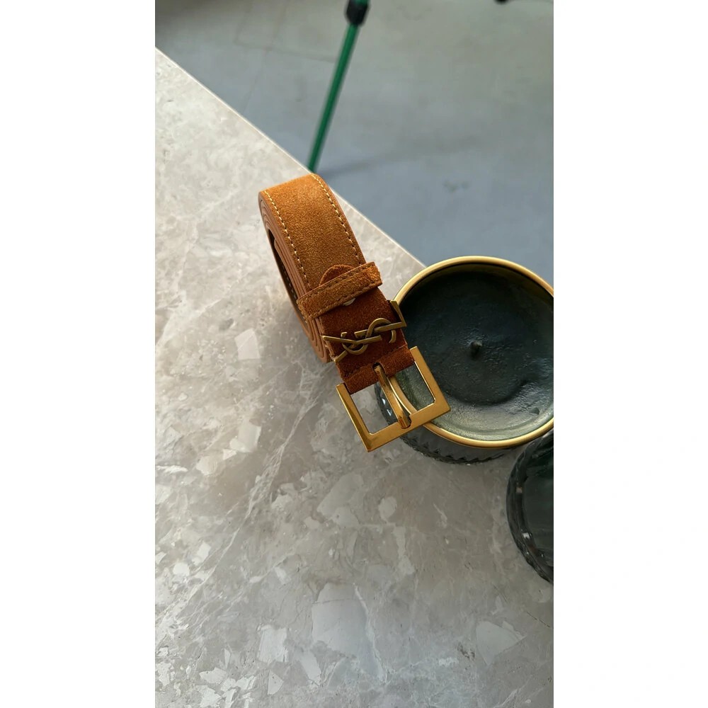 Ysl belt Gold Süet