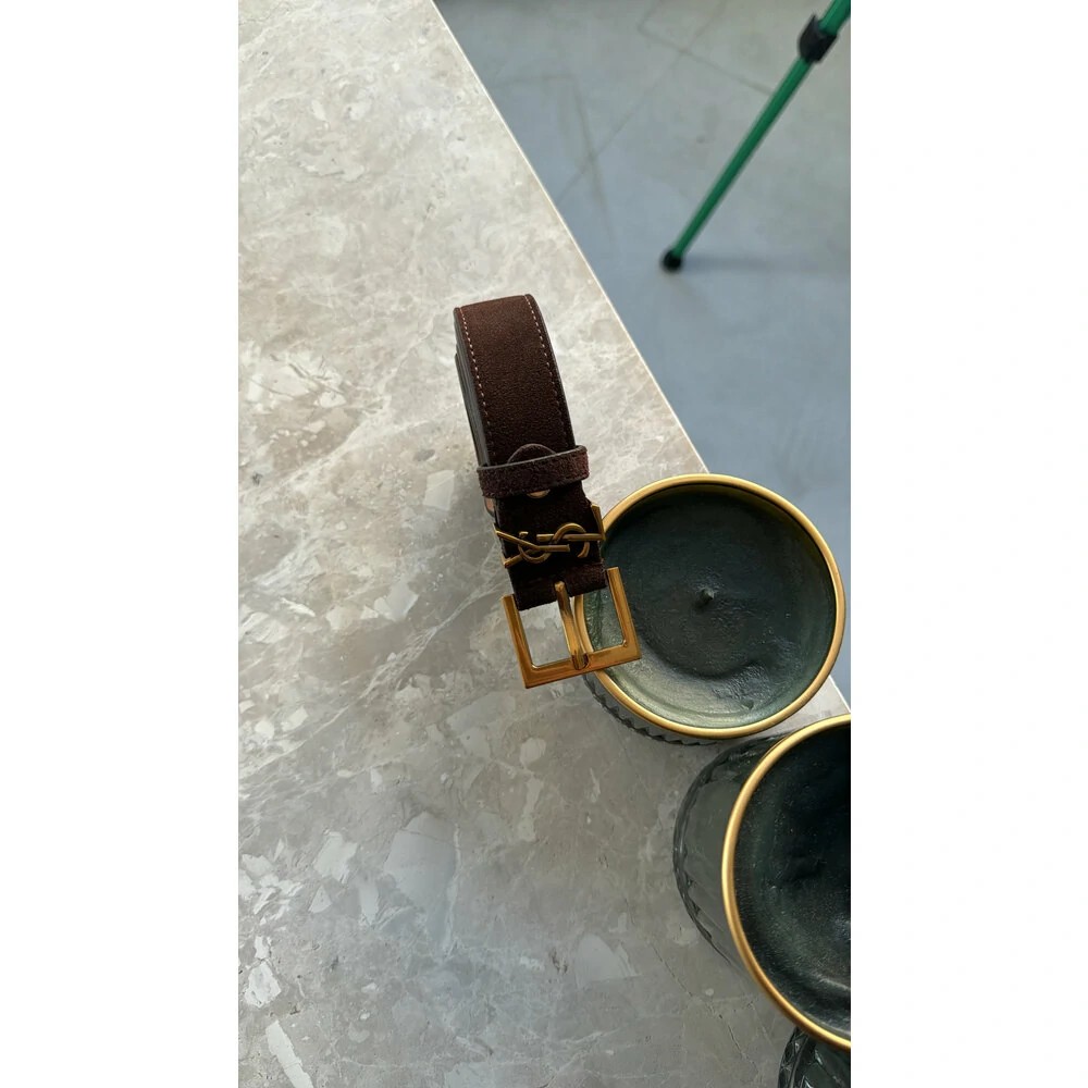 Ysl Süet Belt Brown
