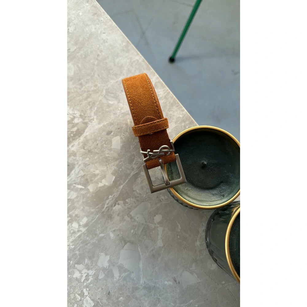 Ysl Süet belt silver
