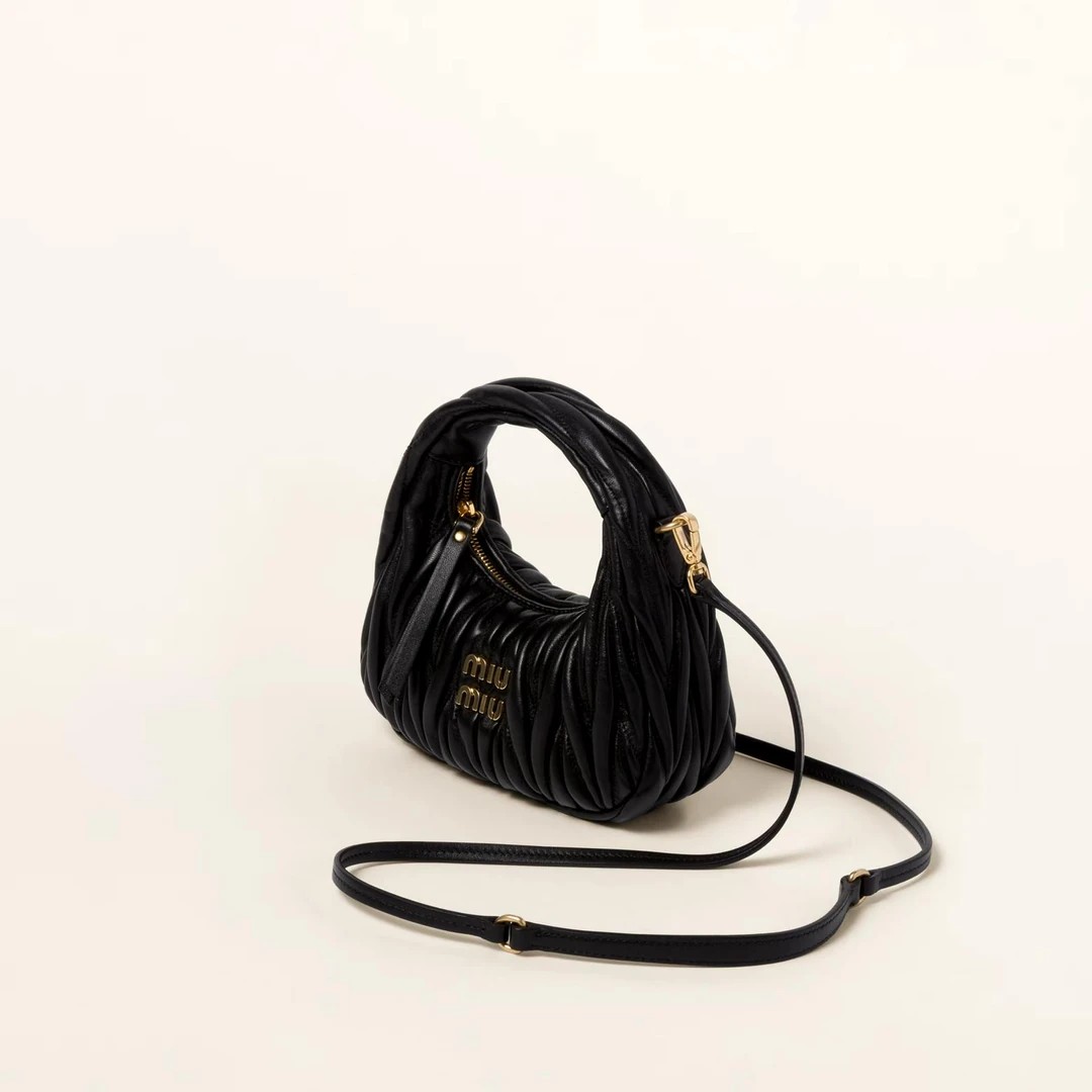 Miu Miu Wander matelassé nappa leather hobo mini bag -