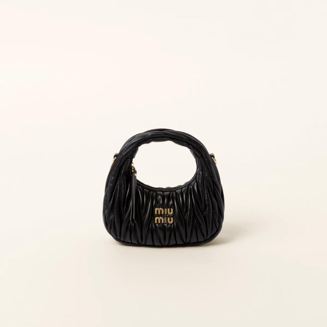 Miu Miu Wander matelassé nappa leather hobo mini bag -