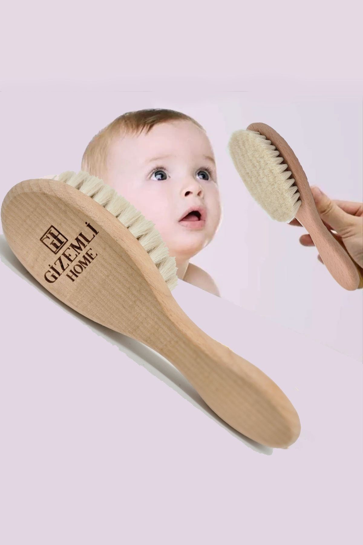 Bebek Saç Fırçası %100 Doğal Keçi Kılı Maxi Boy Bebek Tarağı (extra Yumuşak)