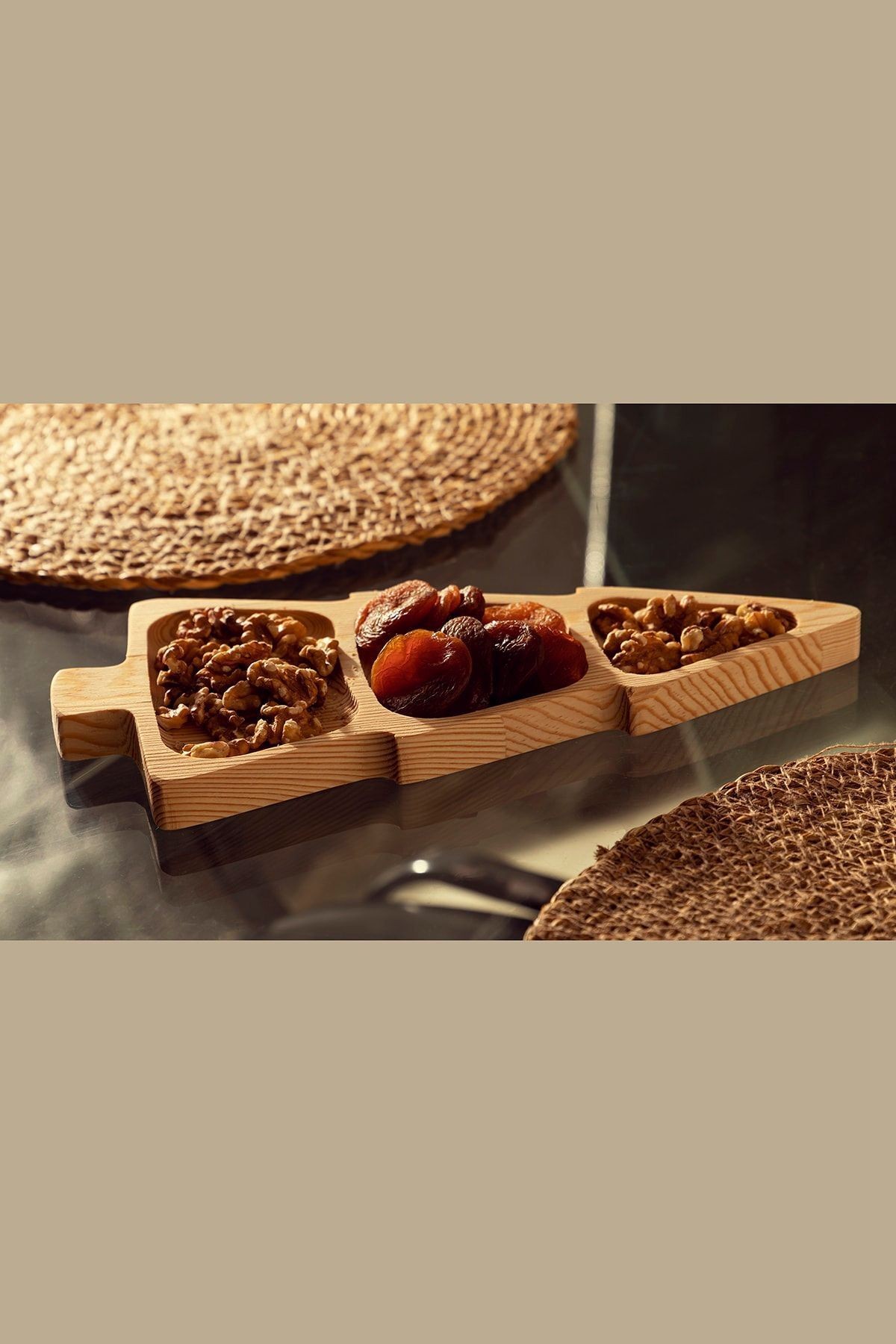 Ahşap Çam Ağacı Servis Sunum Tabağı Ve Çerezlik 30cm