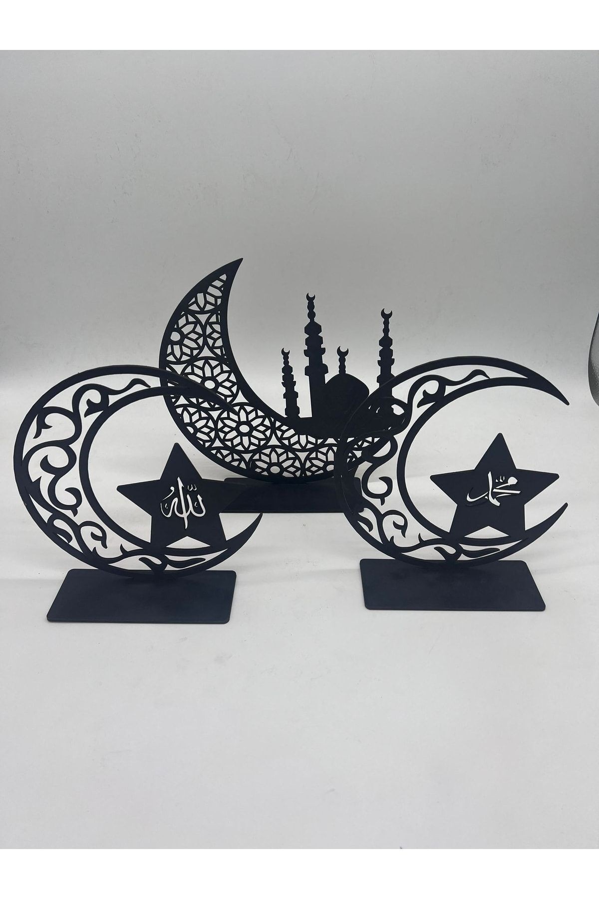 3'lü Dekor Tealight Mumluk Siyah Ramazan Ayına Özel