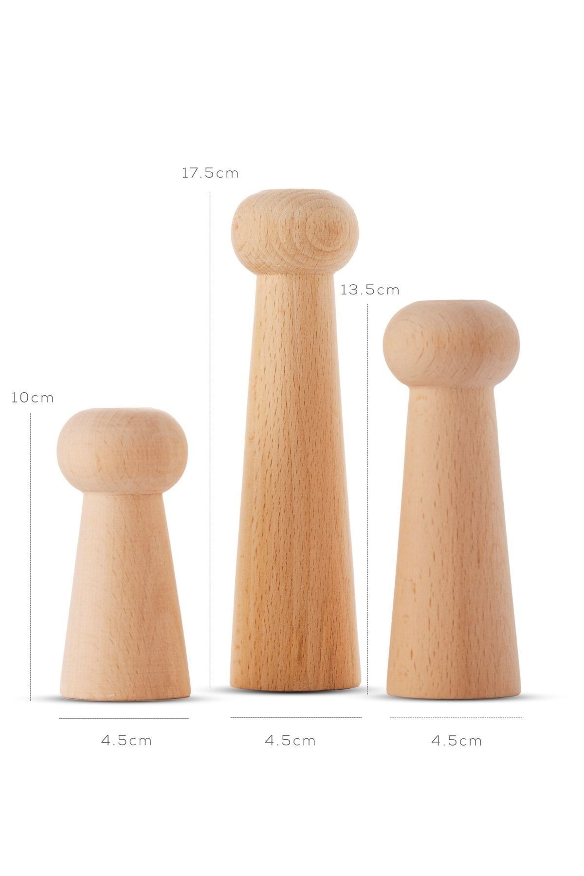 Natural Wooden Peri Bacaları 3lü Şamdan Set