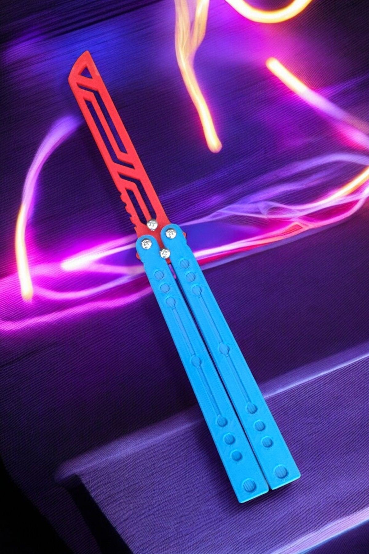 Kelebek Antrenman Alıştırma Bıçağı – Plastik Butterfly Knife (Mavi ve Kırmızı)