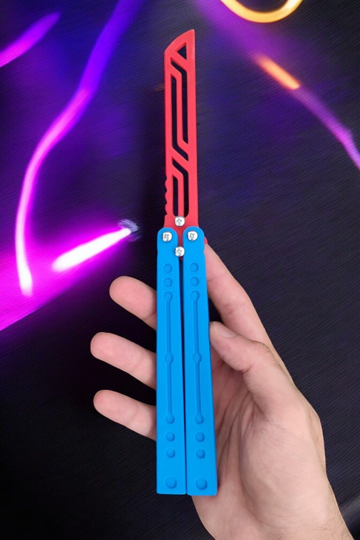 Kelebek Antrenman Alıştırma Bıçağı – Plastik Butterfly Knife (Mavi ve Kırmızı)