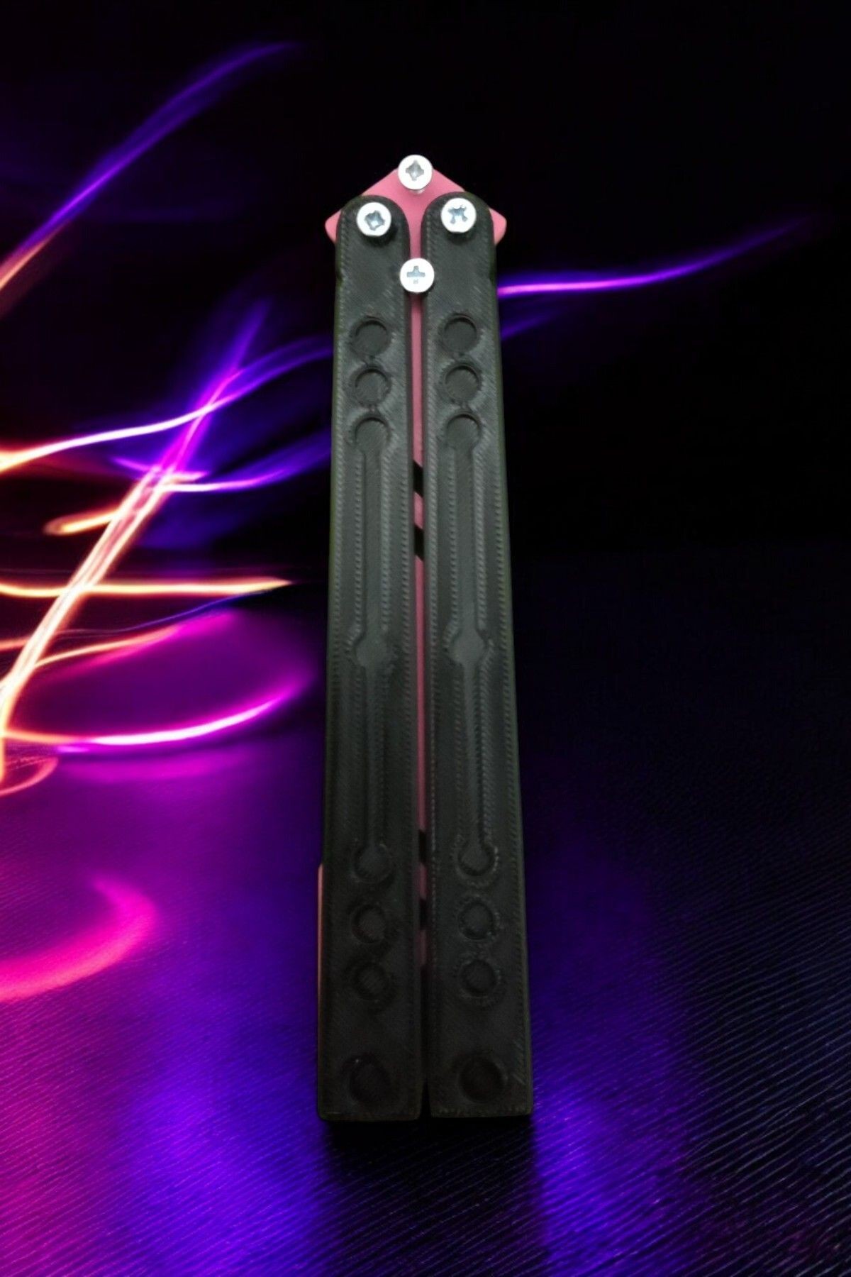 Kelebek Bıçak – Plastik Butterfly Knife (Siyah ve Pembe)