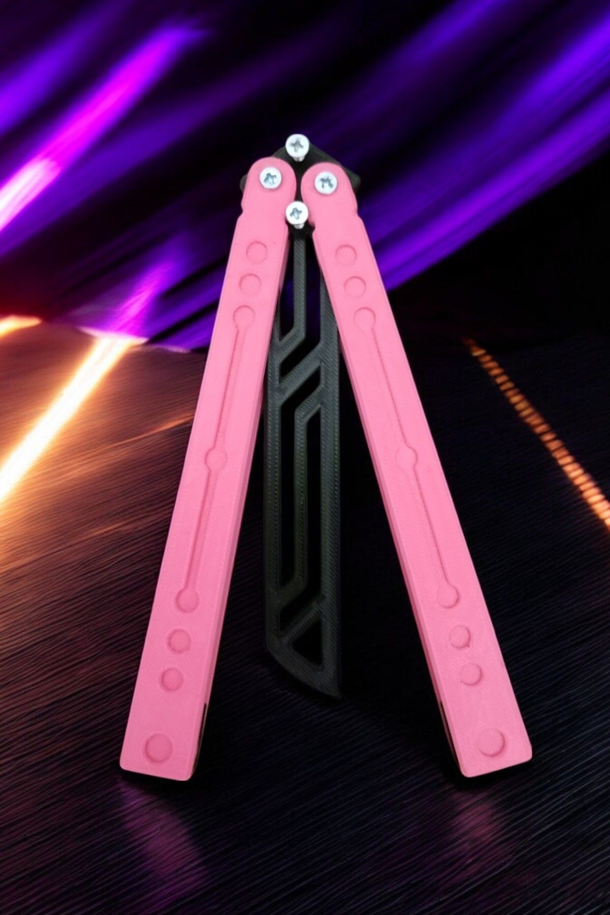 Kelebek Antrenman Alıştırma Bıçağı – Plastik Butterfly Knife (Pembe ve Siyah)