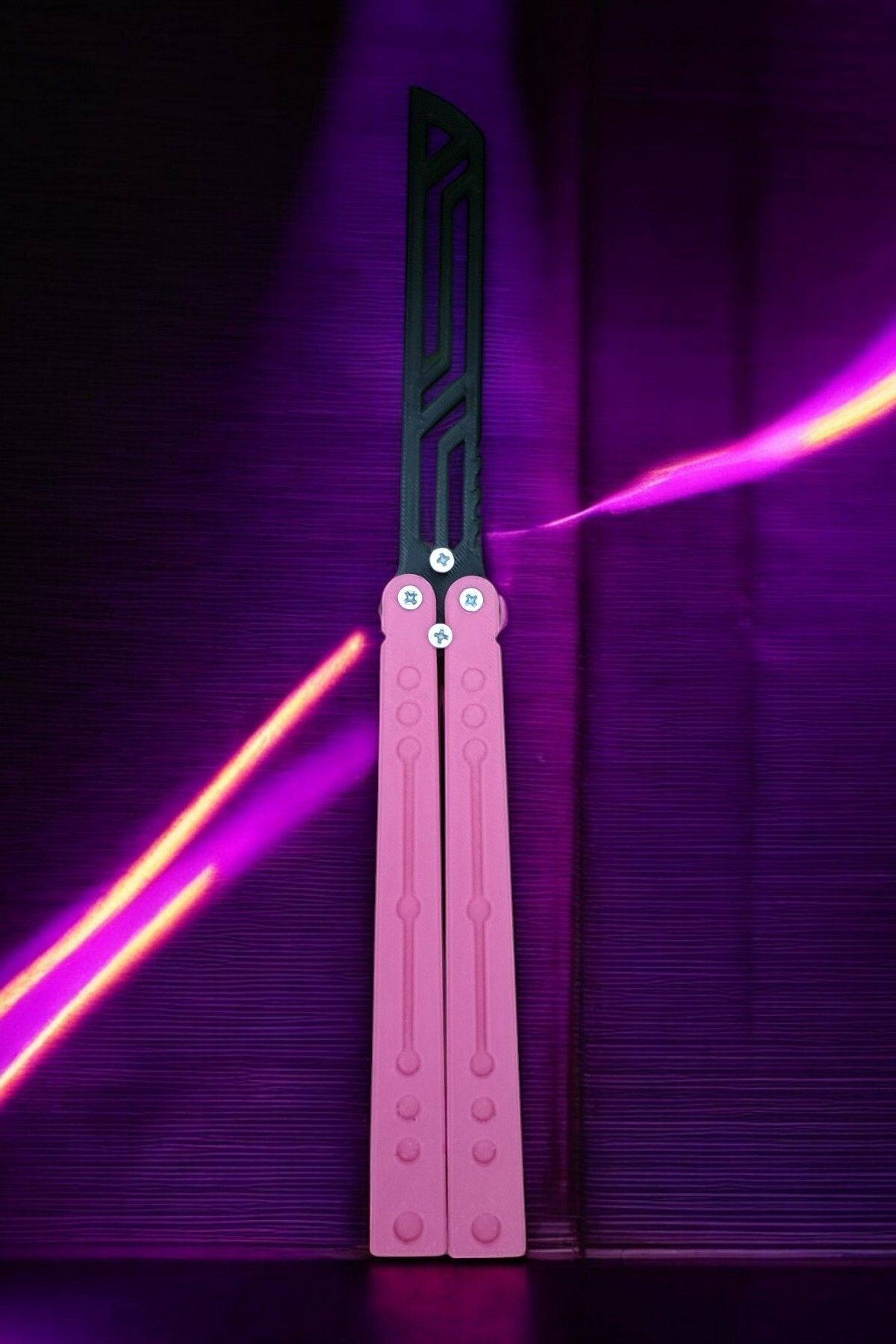 Kelebek Antrenman Alıştırma Bıçağı – Plastik Butterfly Knife (Pembe ve Siyah)