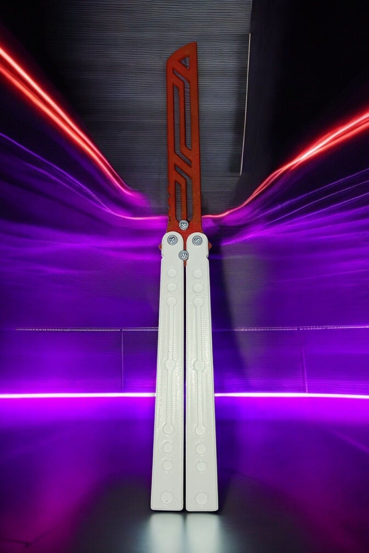 Kelebek Antrenman Alıştırma Bıçağı – Plastik Butterfly Knife (BEYAZ VE KIRMIZI)