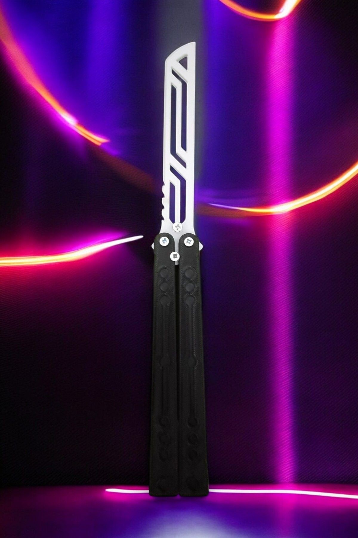 Kelebek Antrenman Alıştırma Bıçağı – Plastik Butterfly Knife (Siyah ve Beyaz)