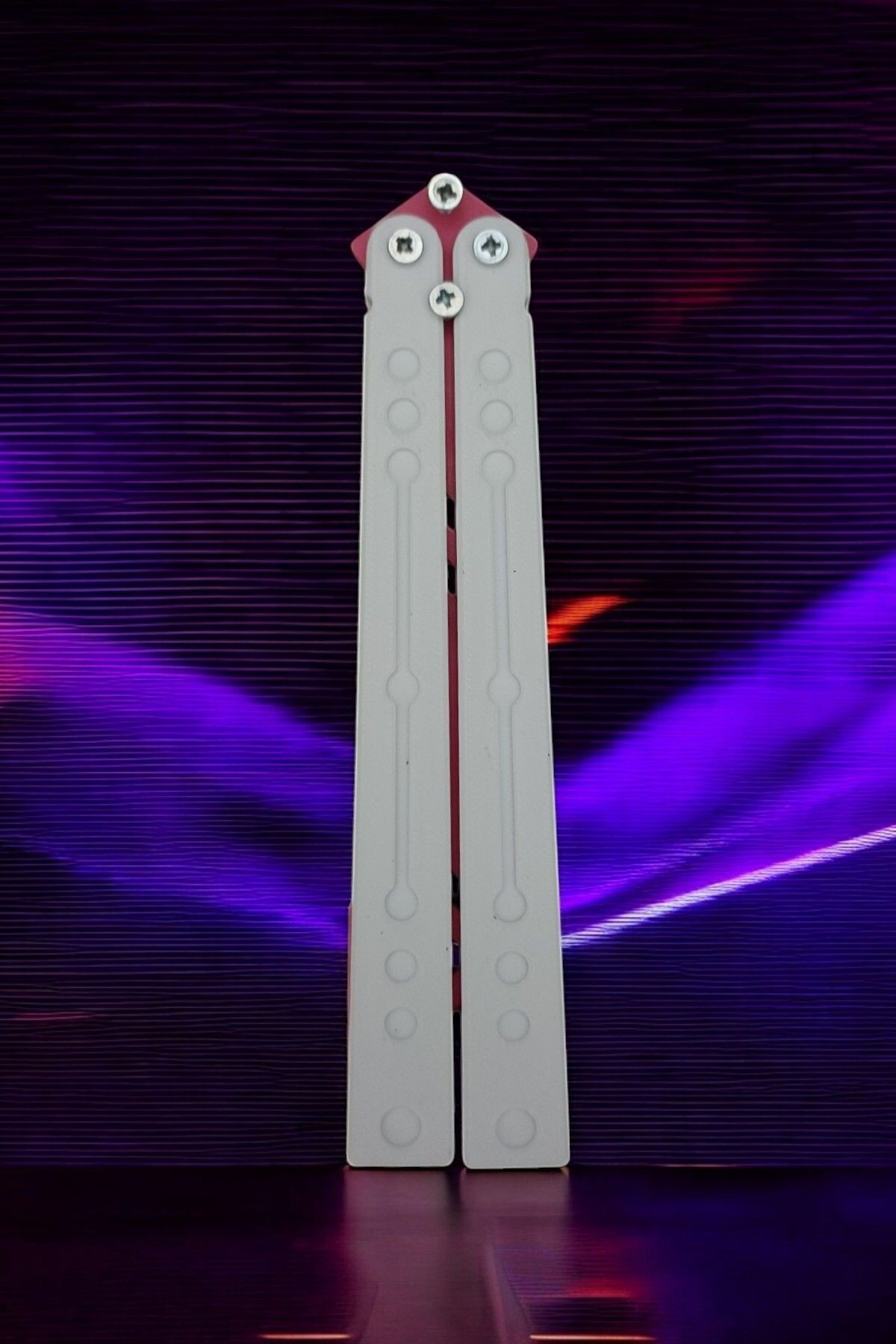 Kelebek Antrenman Alıştırma Bıçağı – Plastik Butterfly Knife (Beyaz ve Pembe)