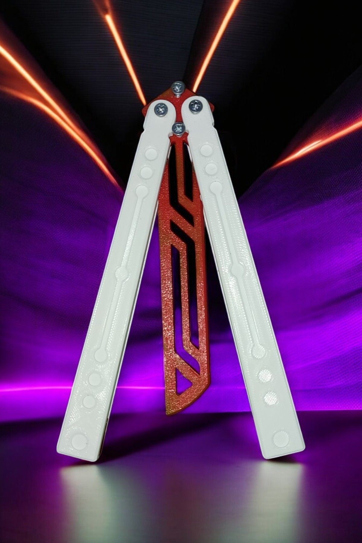 Kelebek Antrenman Alıştırma Bıçağı – Plastik Butterfly Knife (BEYAZ VE KIRMIZI)