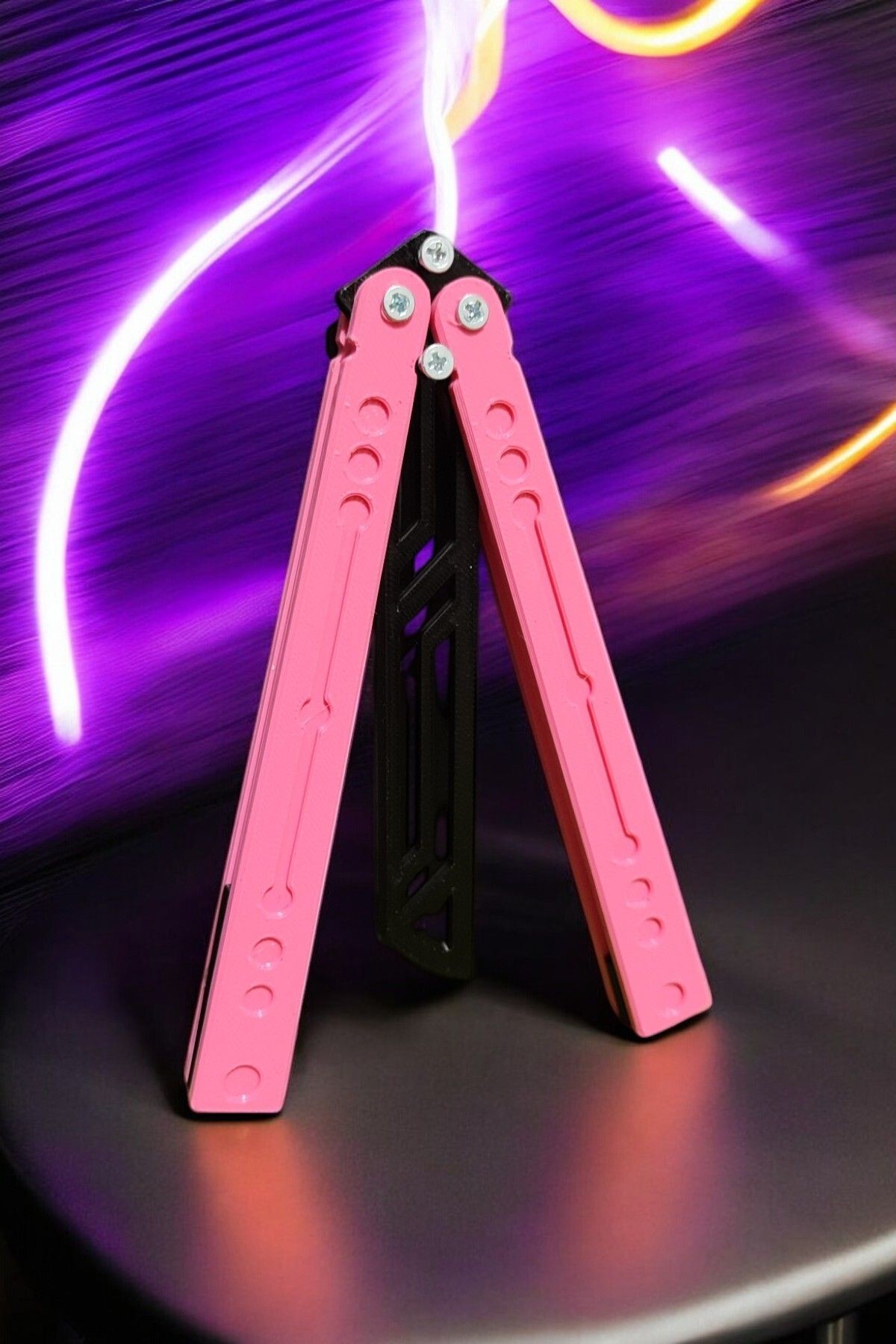 Kelebek Antrenman Alıştırma Bıçağı – Plastik Butterfly Knife (Pembe ve Siyah)