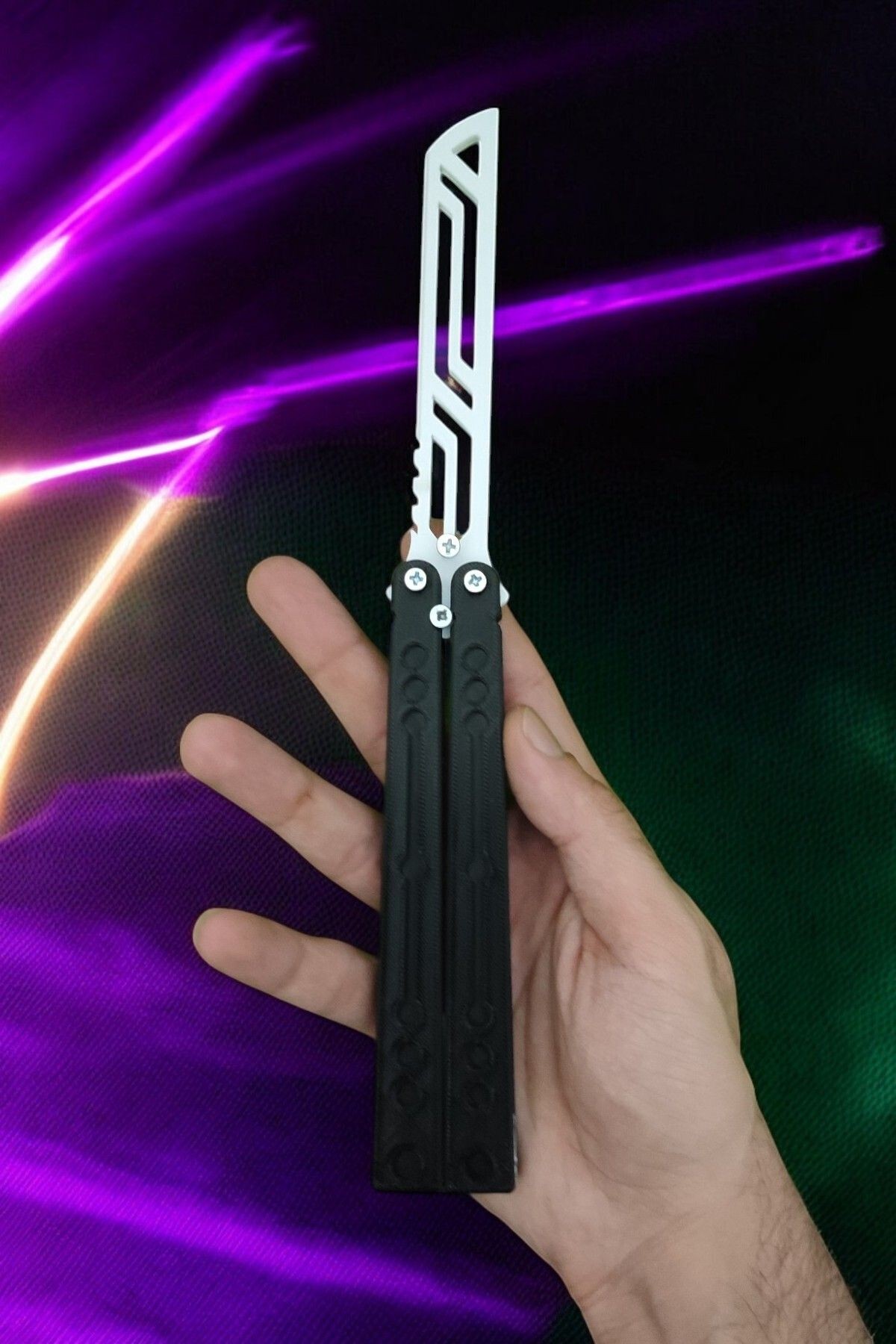 Kelebek Antrenman Alıştırma Bıçağı – Plastik Butterfly Knife (Siyah ve Beyaz)