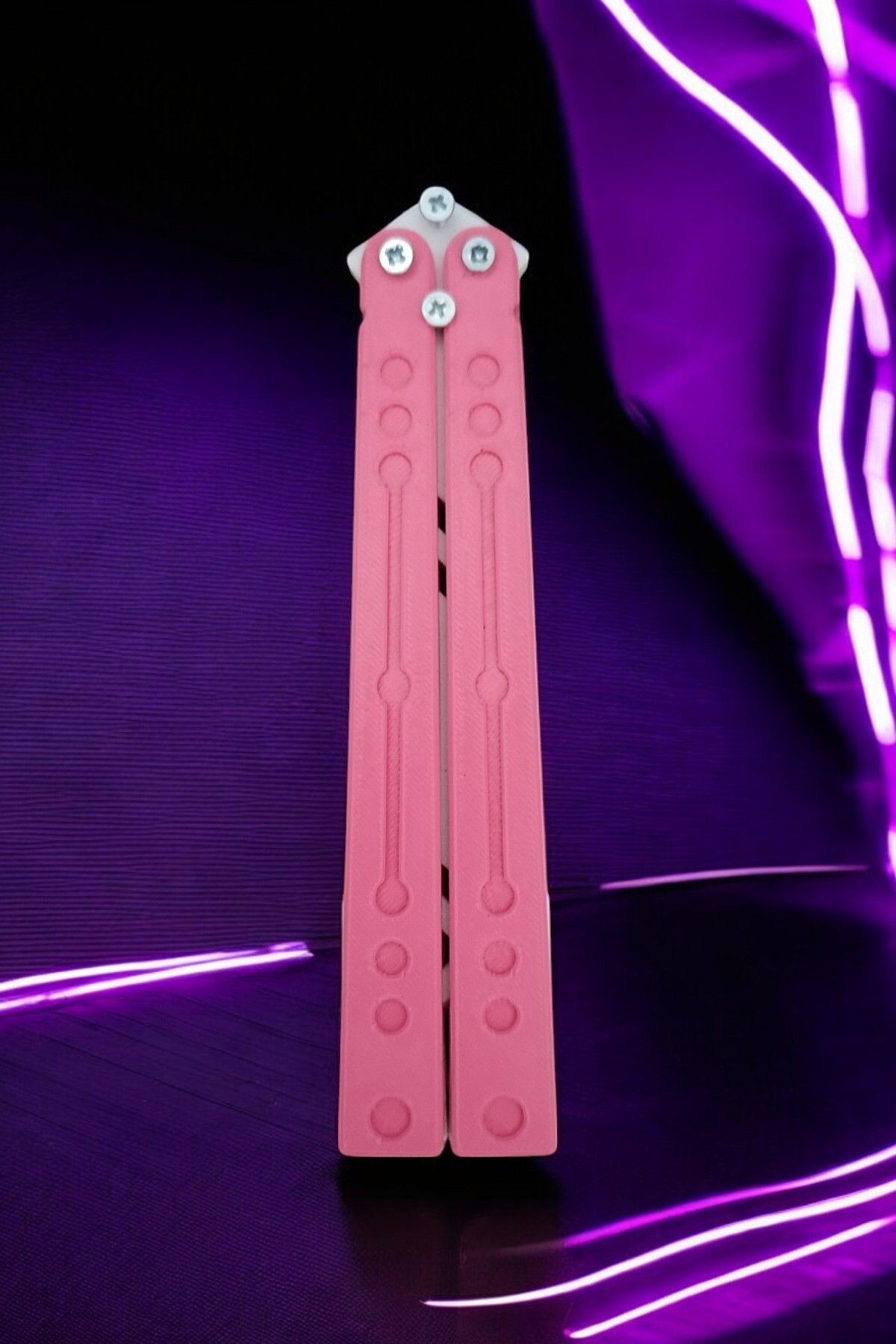 Kelebek Antrenman Alıştırma Bıçağı – Plastik Butterfly Knife (Pembe ve Beyaz)