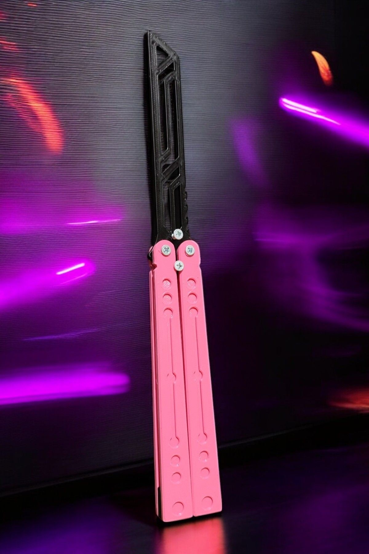 Kelebek Antrenman Alıştırma Bıçağı – Plastik Butterfly Knife (Pembe ve Siyah)
