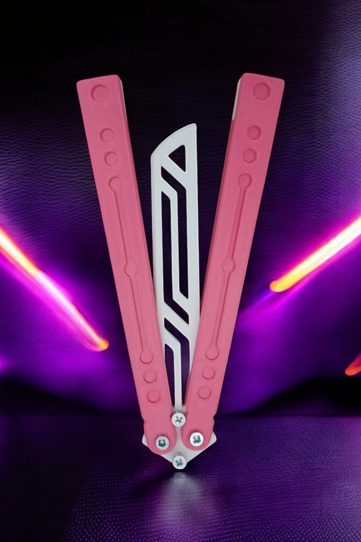 Kelebek Antrenman Alıştırma Bıçağı – Plastik Butterfly Knife (Pembe ve Beyaz)