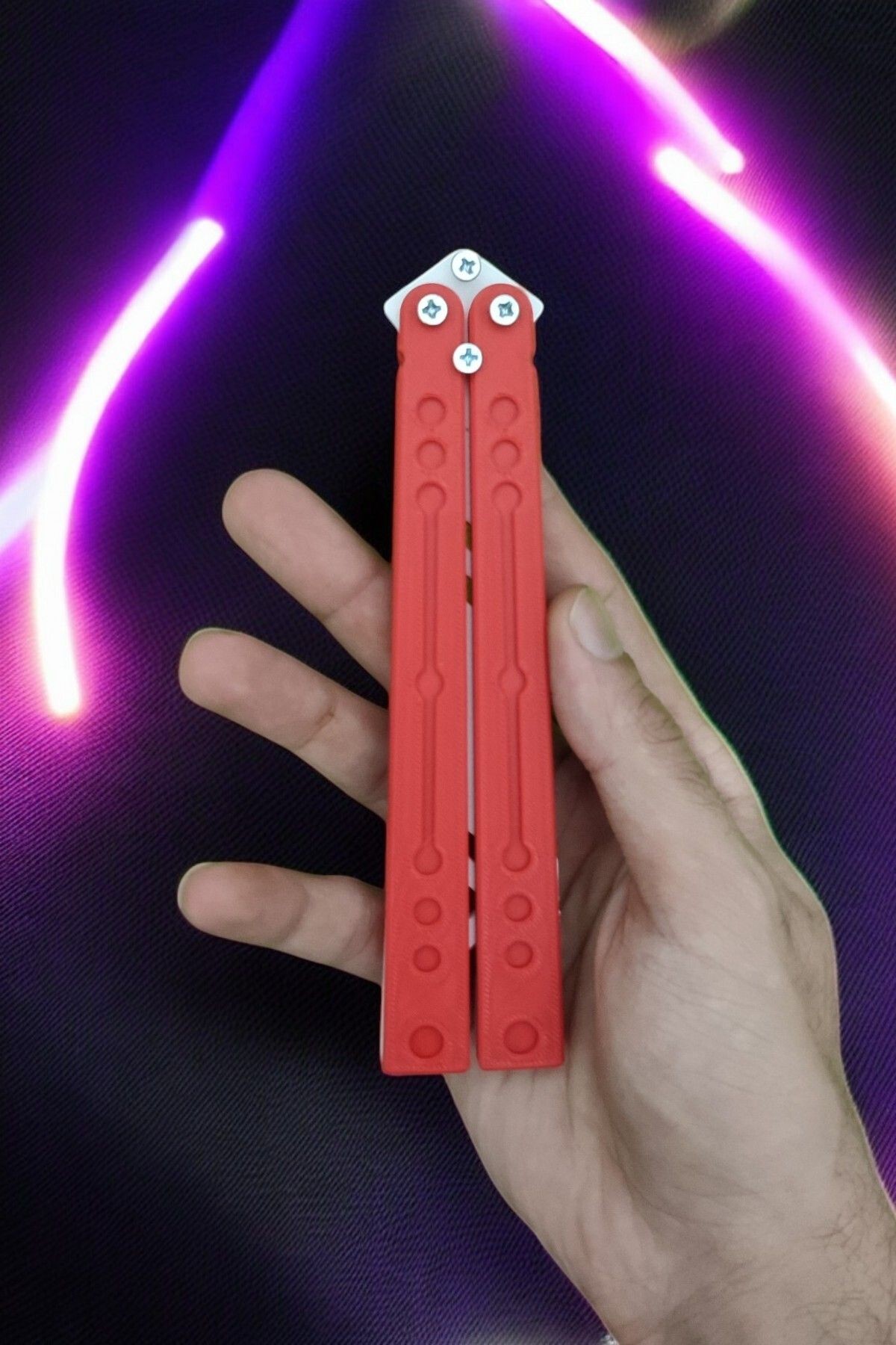 Kelebek Antrenman Alıştırma Bıçağı – Plastik Butterfly Knife (Kırmızı ve Beyaz)