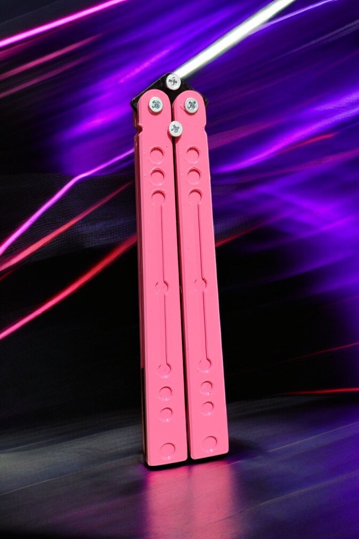 Kelebek Antrenman Alıştırma Bıçağı – Plastik Butterfly Knife (Pembe ve Siyah)